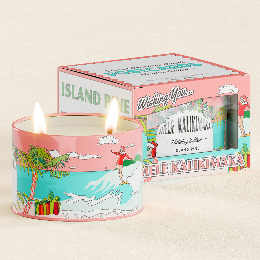Mele Kalikimaka Holiday Candle – Island Pine Scent, Hawaiian Christmas Decor, Tropical Gift Candle