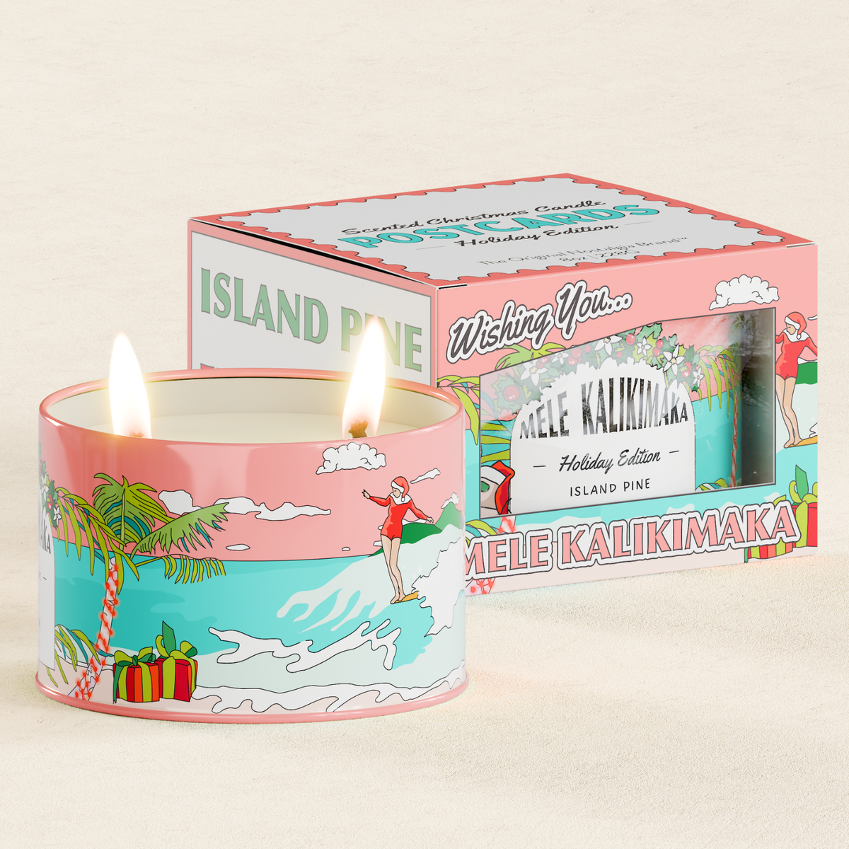 Mele Kalikimaka Holiday Candle – Island Pine Scent, Hawaiian Christmas Decor, Tropical Gift Candle