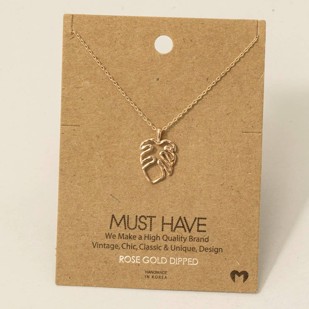 Silver Monstera Cutout Necklace