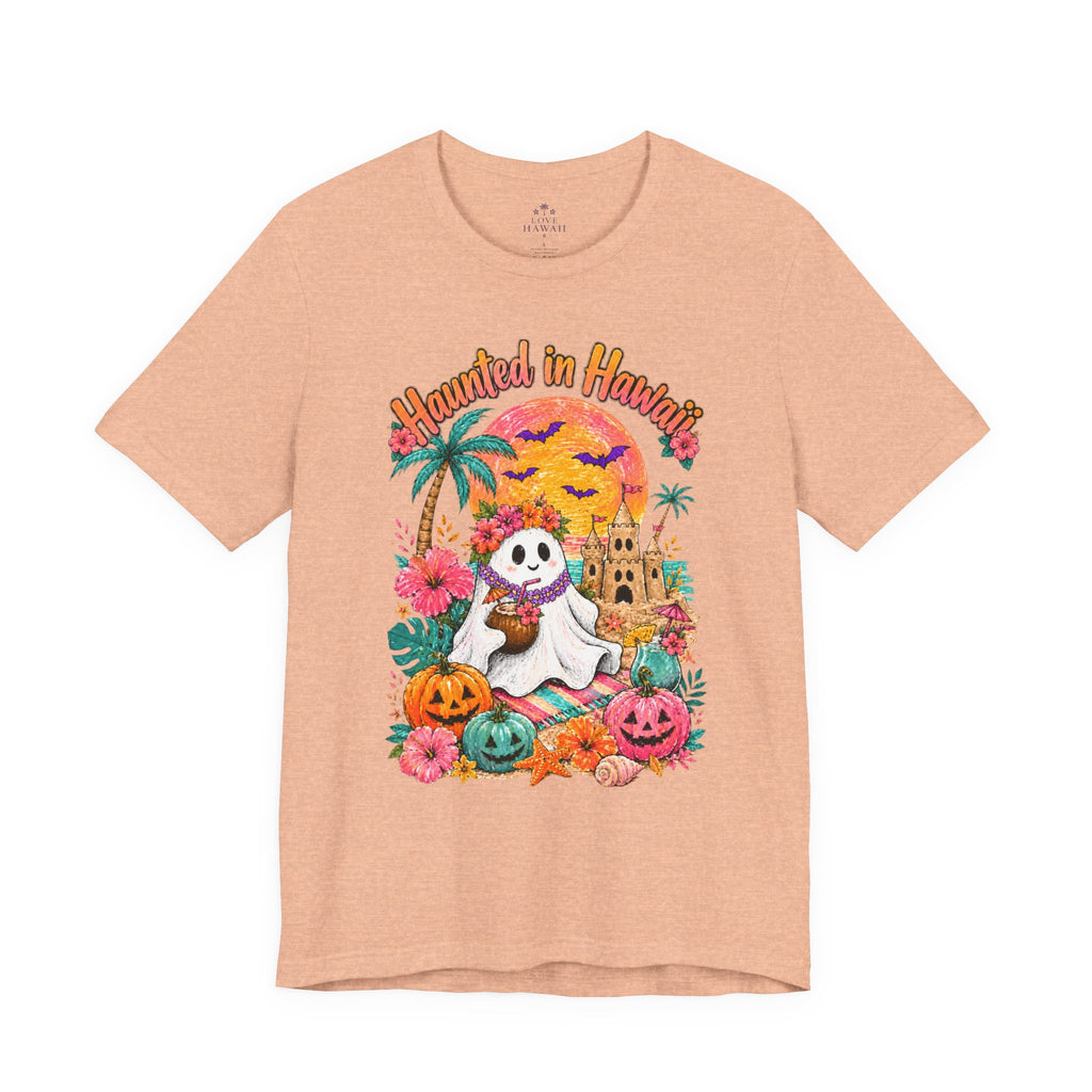 Haunted in Hawaii ghost palm tree tee | Halloween tropical pumpkin design