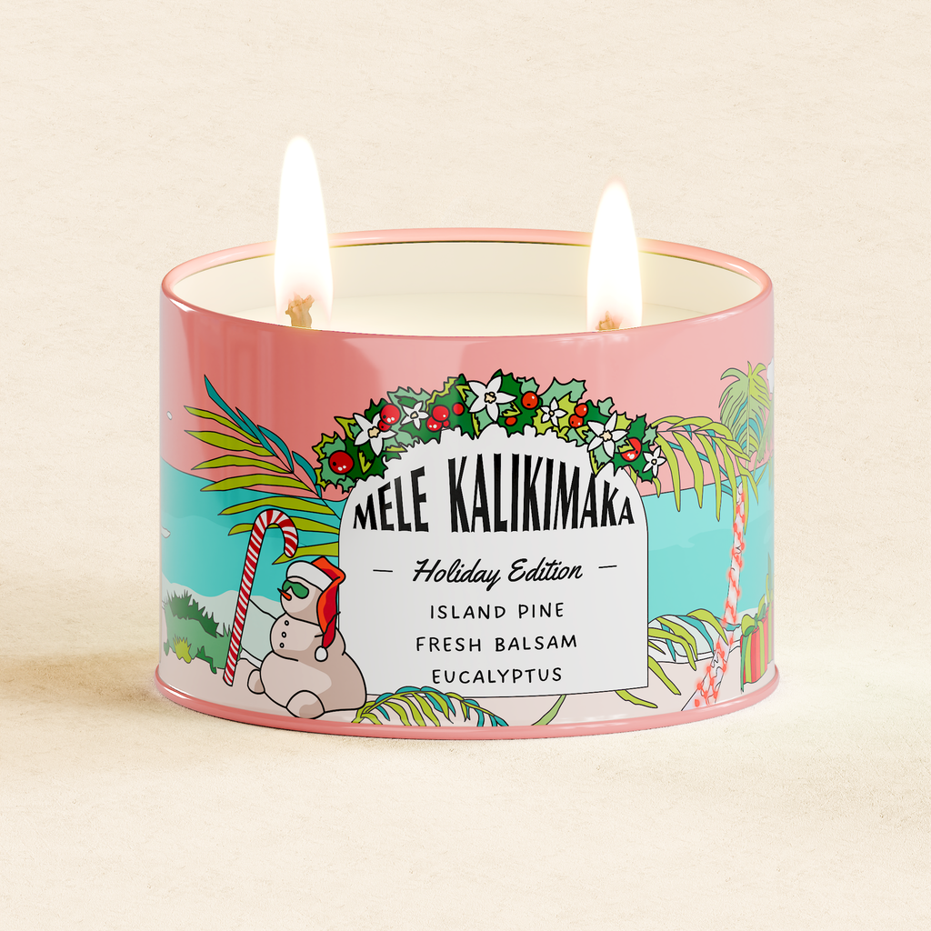 Mele Kalikimaka Holiday Candle – Island Pine Scent, Hawaiian Christmas Decor, Tropical Gift Candle