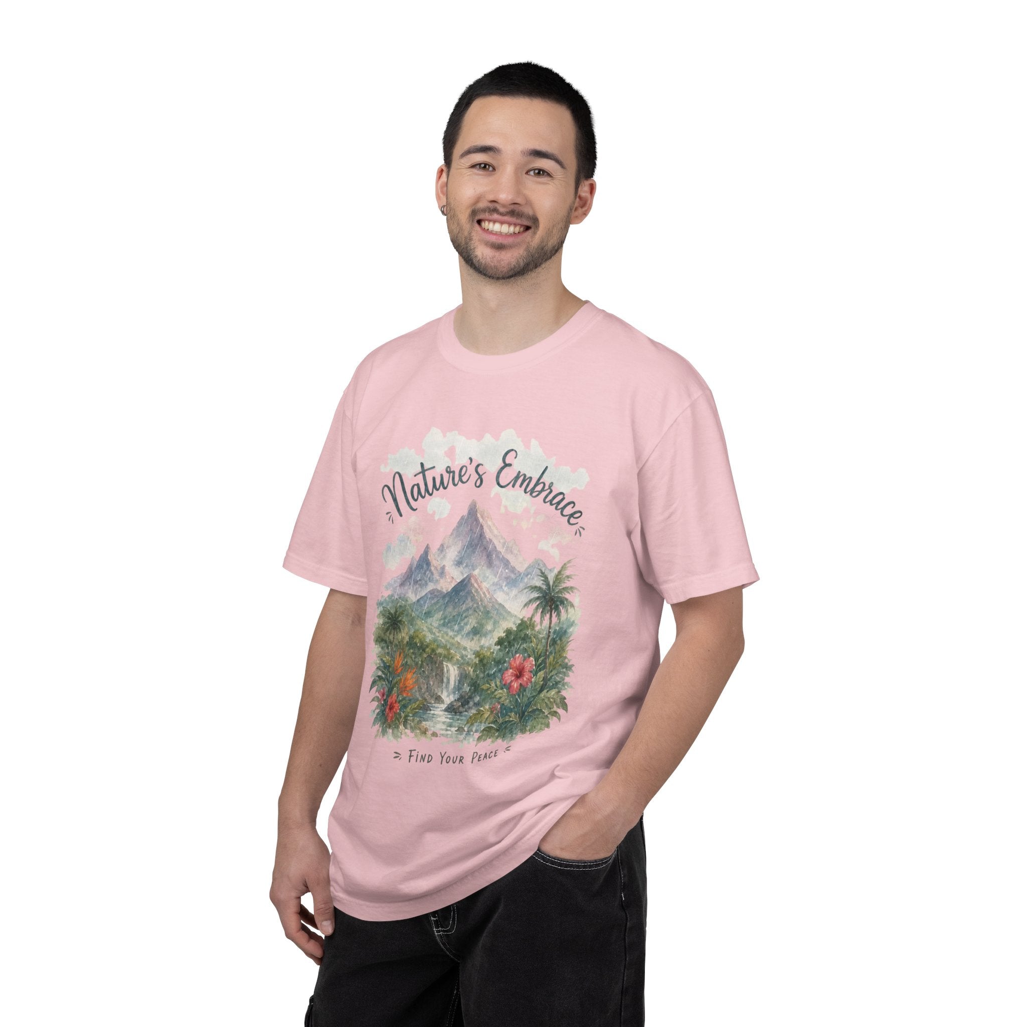 Nature's Embrace Mountain & Tropical Floral T-Shirt