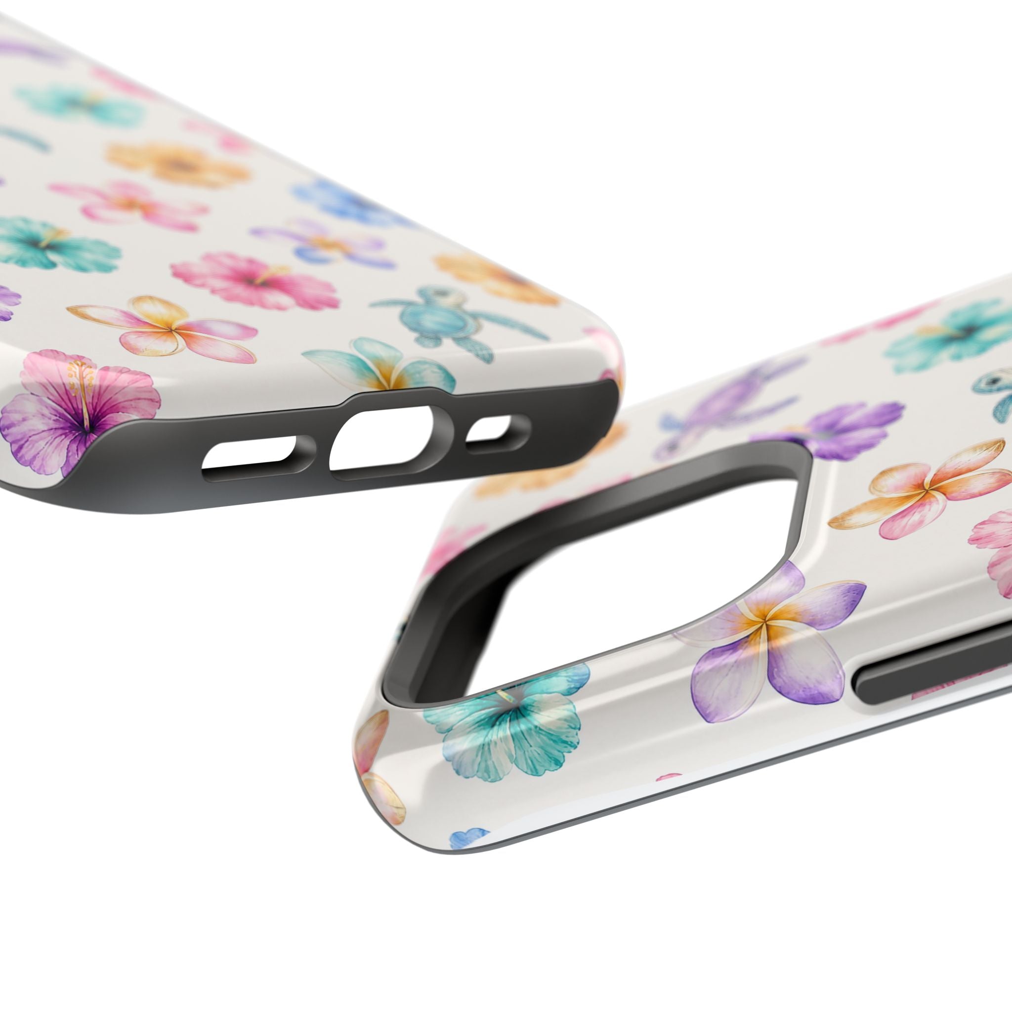 Sea Turtle Floral Phone Case — Colorful Hawaiian Plumeria Protective Case