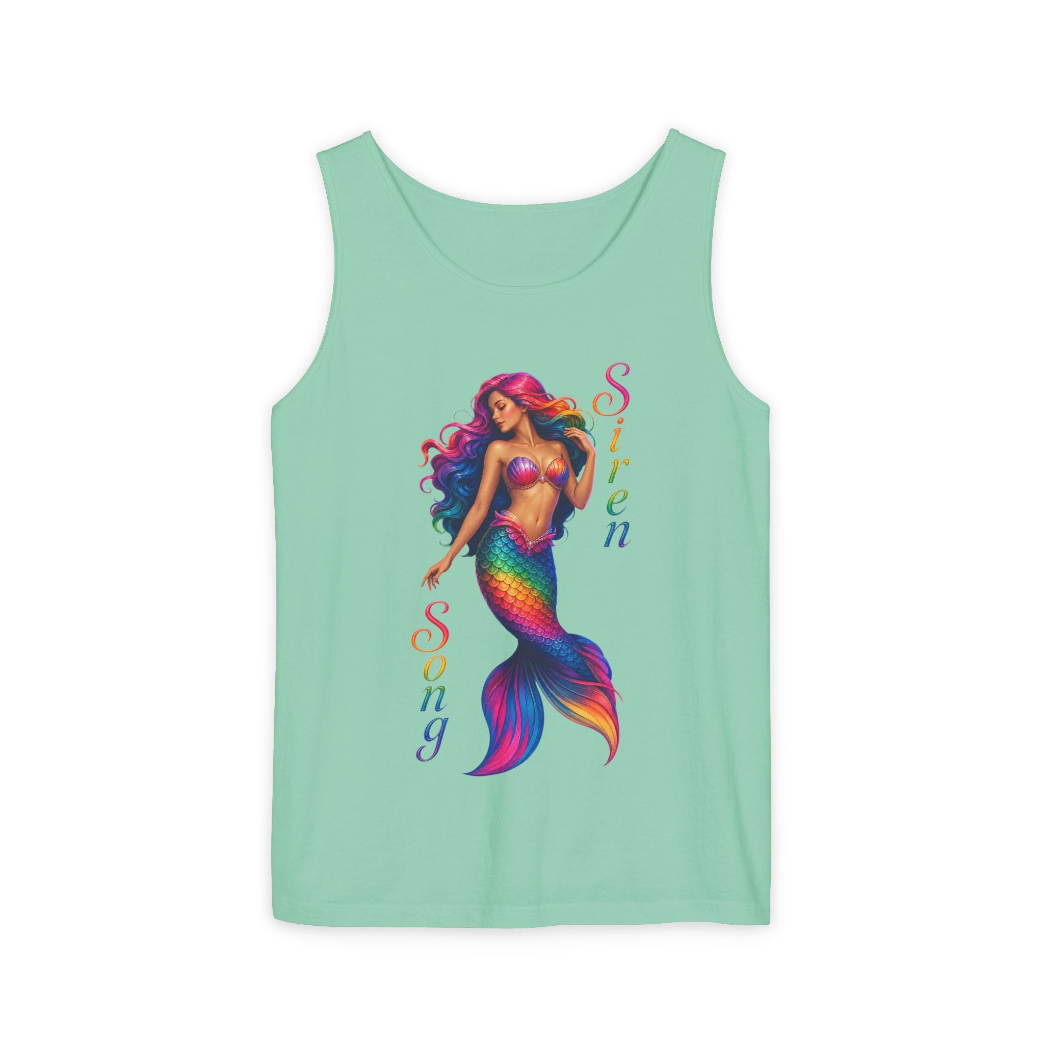 Mermaid Siren Tank Top — Rainbow 'Song' Graphic Beach Tank