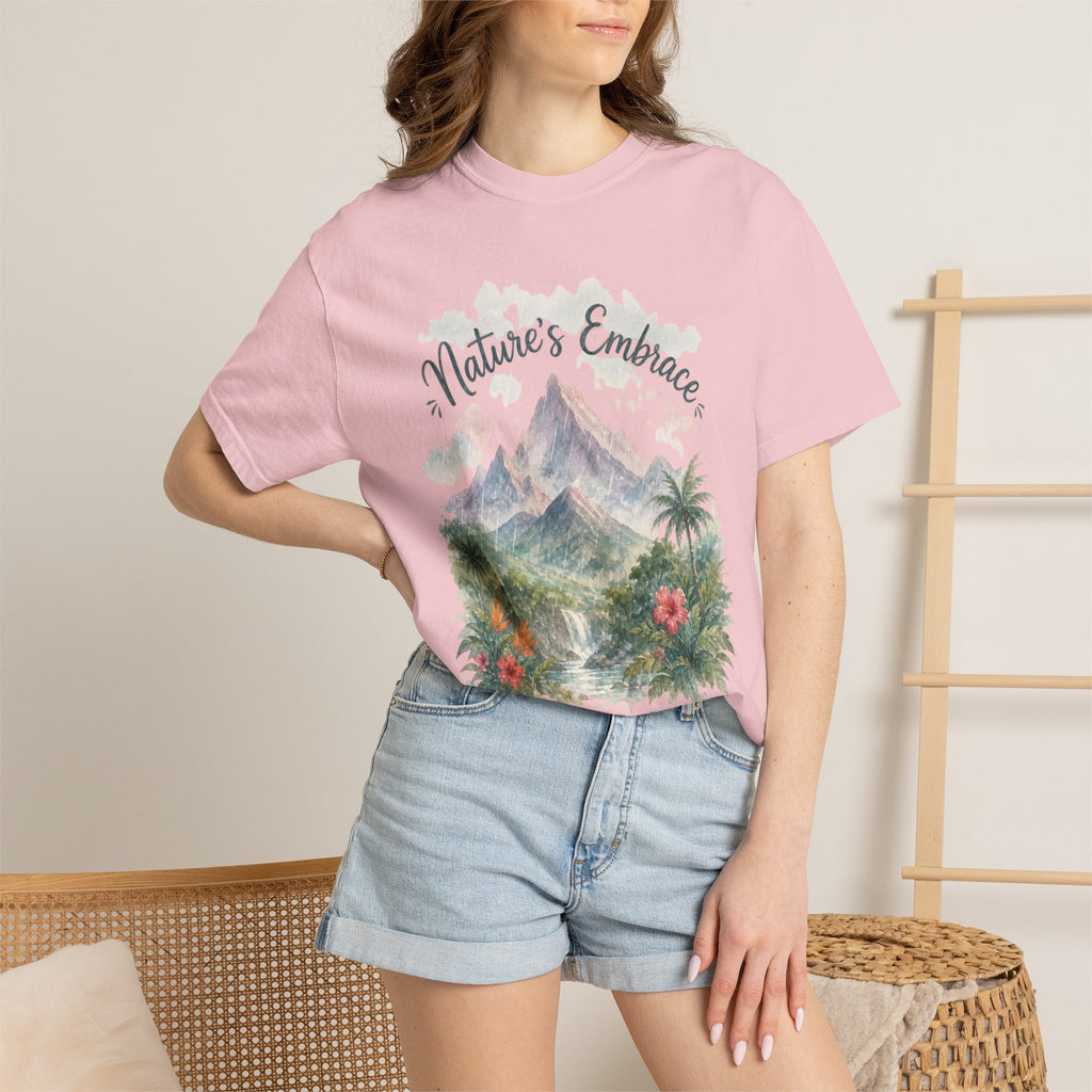 Nature's Embrace Mountain & Tropical Floral T-Shirt