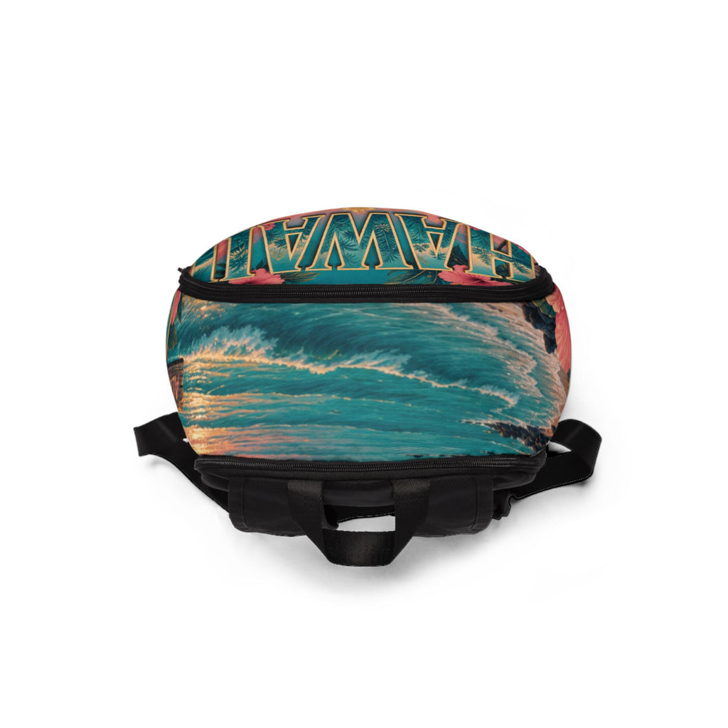 Hawaii Vintage Sunset Beach Backpack | Tropical Hibiscus Aloha| Love, Hawaii Collection