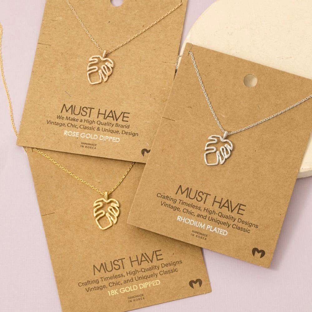 Silver Monstera Cutout Necklace