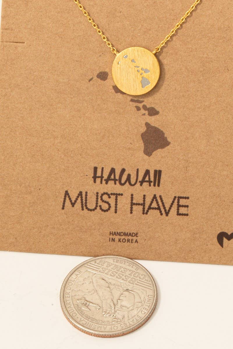 Hawaii Islands Coin Necklace – Gold