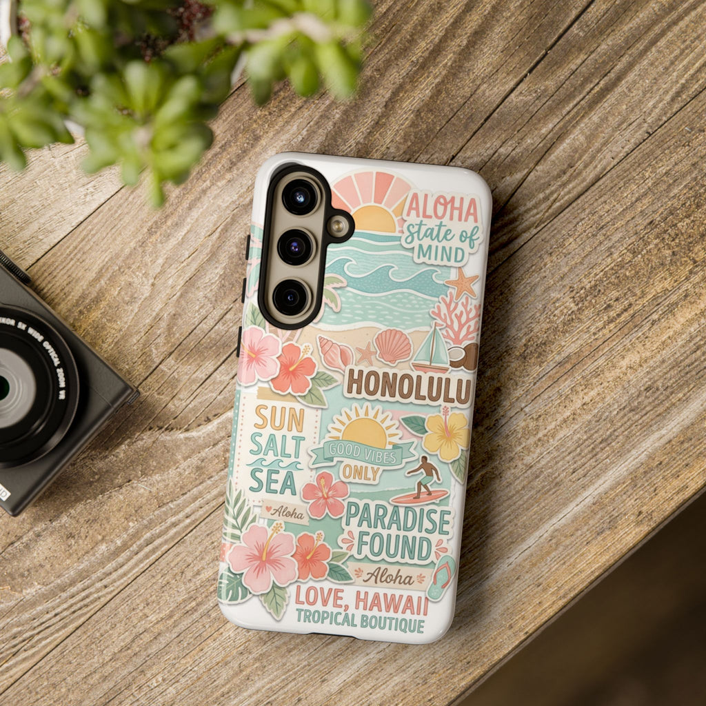 Hawaii Beach Collage Phone Case | Tropical Honolulu Floral Paradise