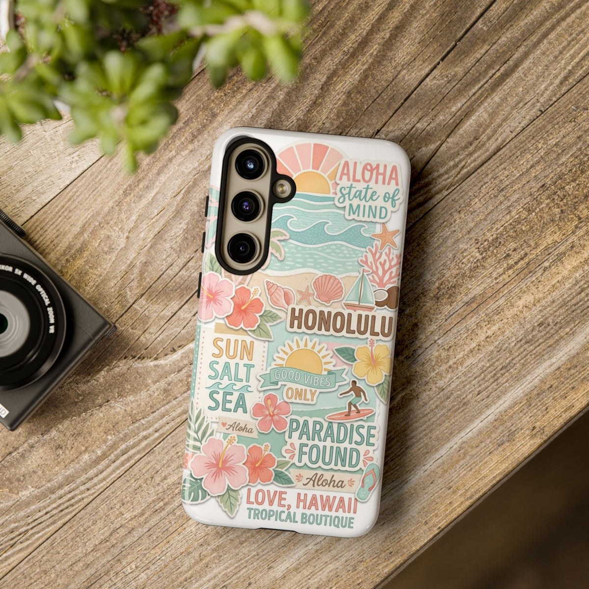 Hawaii Beach Collage Phone Case | Tropical Honolulu Floral Paradise