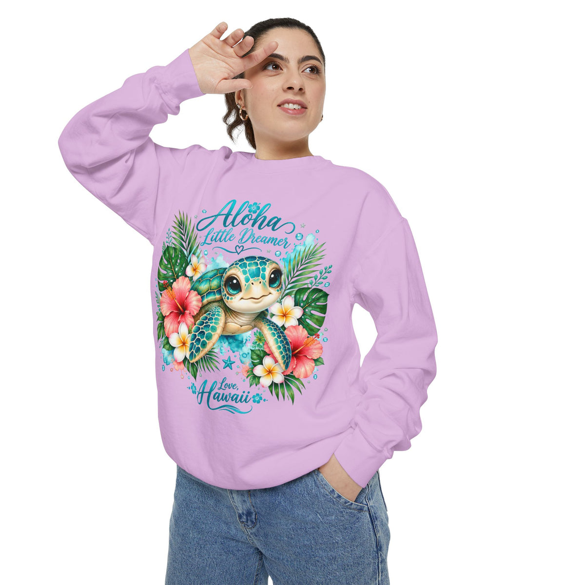 Aloha Little Dreamer Sea Turtle Sweatshirt | Hawaii Floral Beach Vibes