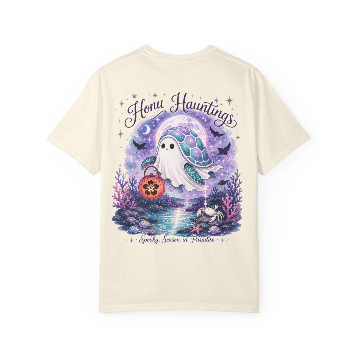 Honu Hauntings Halloween Shirt -Cute Ghost Turtle- Love Hawaii Spooky Season Tee -Tropical Halloween Graphic Tee