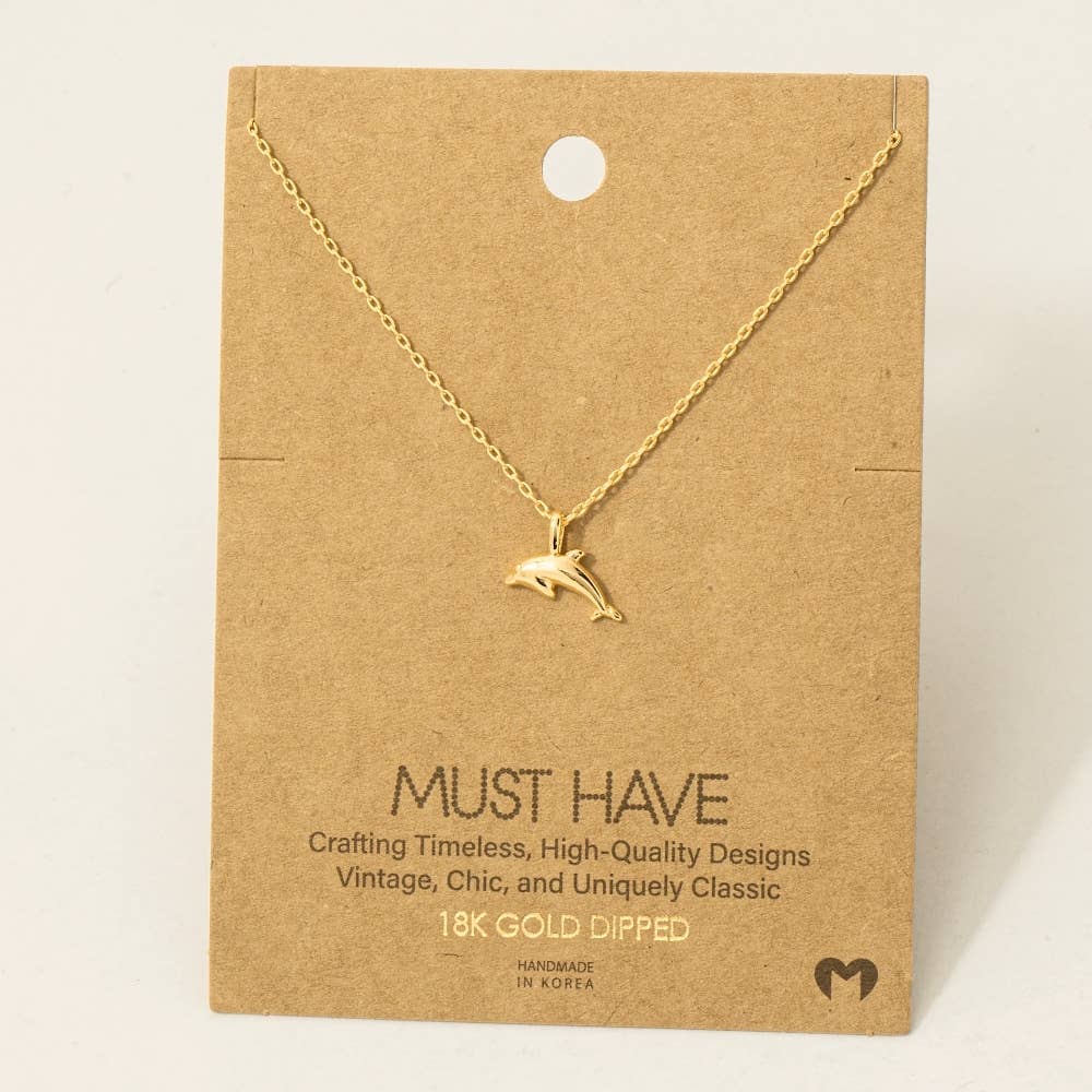 Dolphin Charm Necklace: Silver (Rhodium Plated)