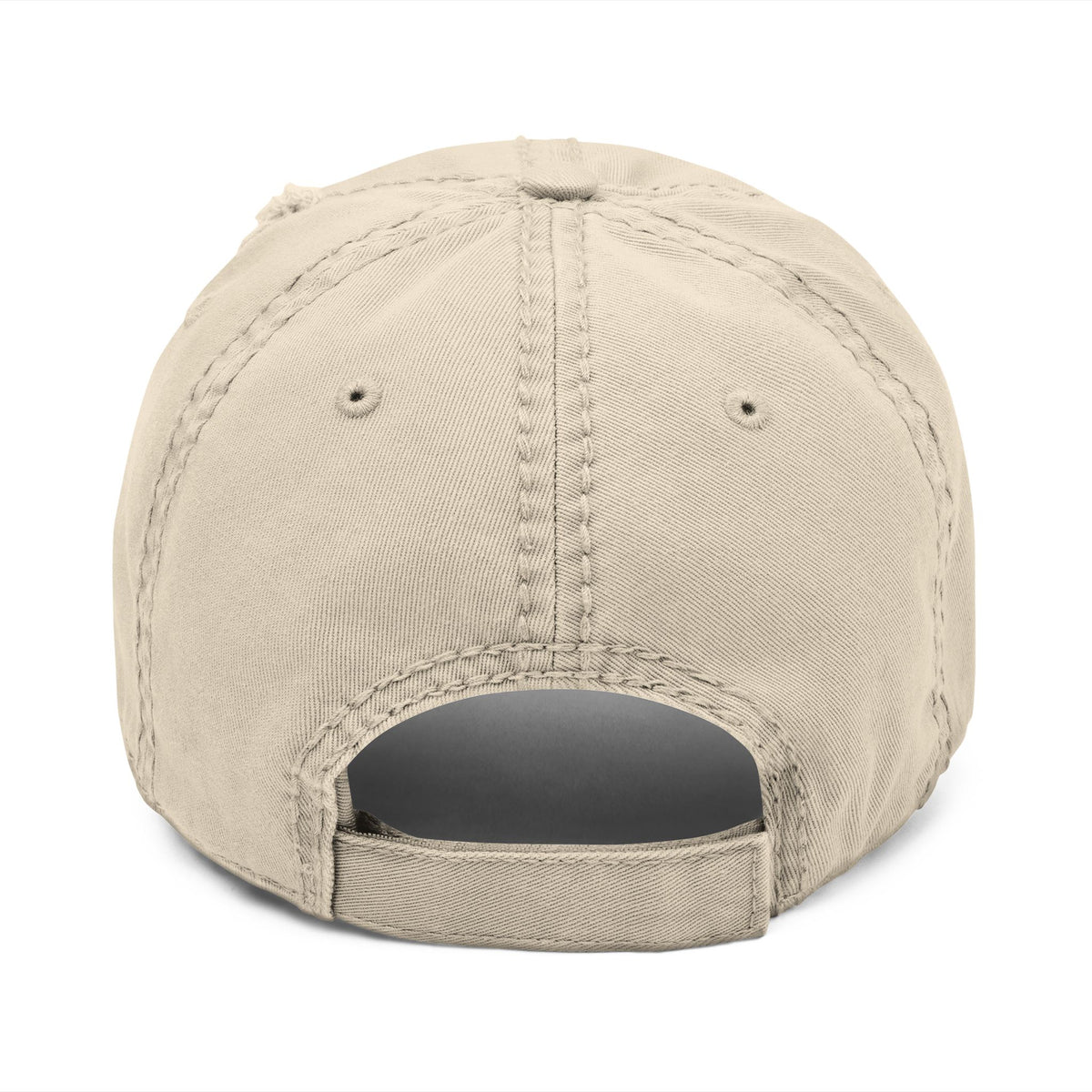 Sun Kissed Distressed Dad Hat — Embroidered Beige Baseball Cap
