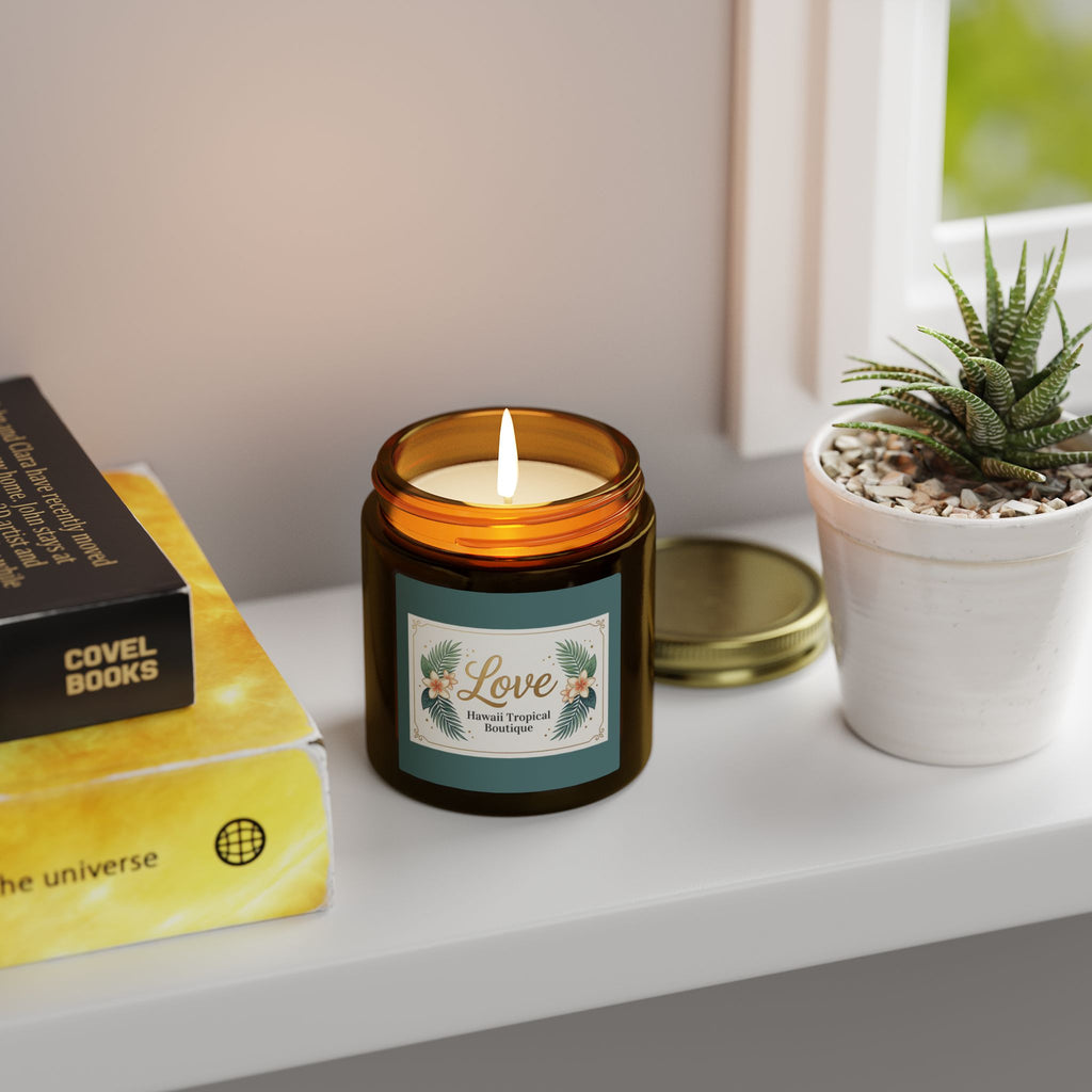 Coconut Apricot Scented Candle — Tropical Boutique Soy Jar (4oz or 9oz)-Love, Hawaii Home Collection