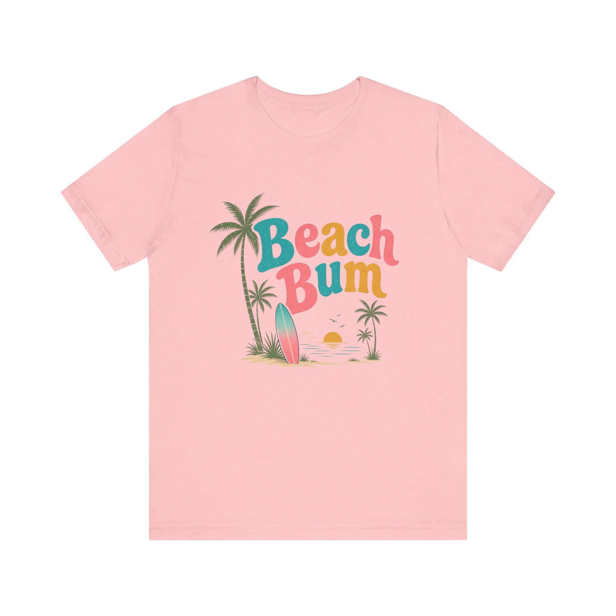 Beach Bum graphic tee | Surfboard palm tree sunset T-Shirt