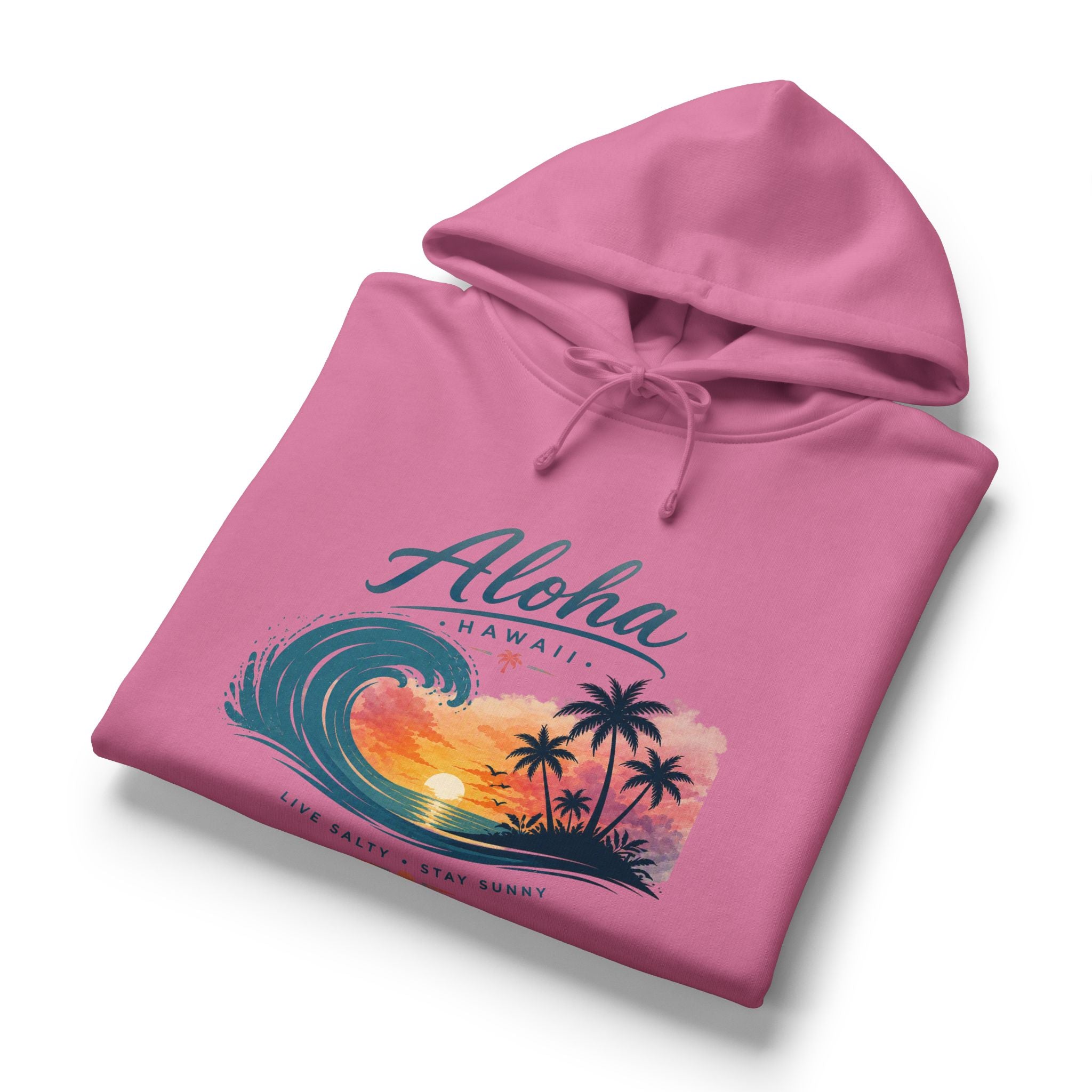 Aloha Hawaii Sunset Wave Palm Trees Hoodie | Beach Tropical Surf Pullover