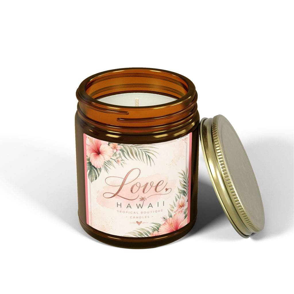 Coconut Apricot Scented Candle — Tropical Boutique Soy Jar (4oz or 9oz)-Love, Hawaii Home Collection