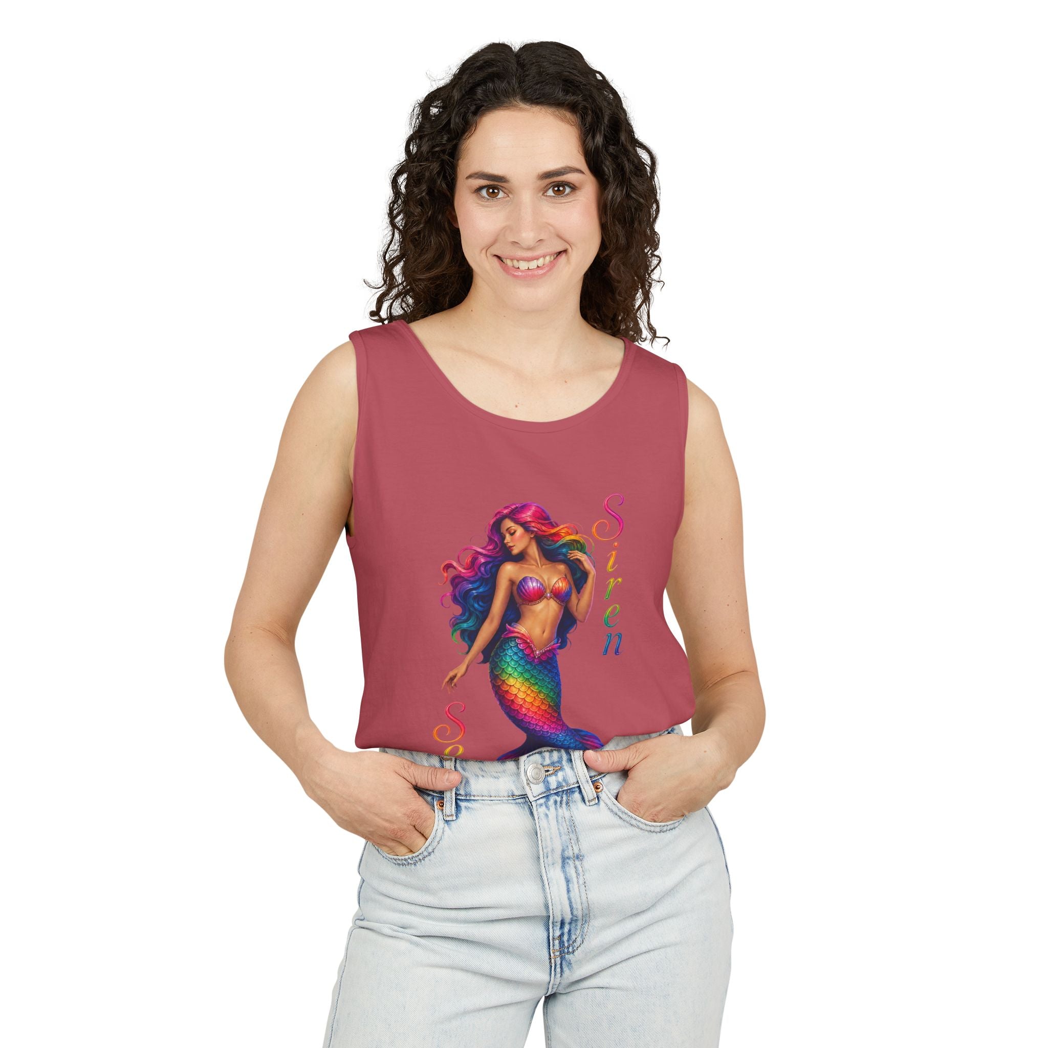 Mermaid Siren Tank Top — Rainbow 'Song' Graphic Beach Tank