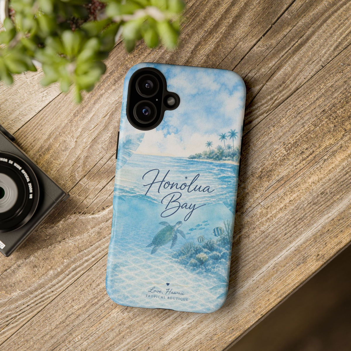 Honolua Bay Hawaii Tough Case | Sea Turtle Ocean Art | Tropical Watercolor Phone Cover