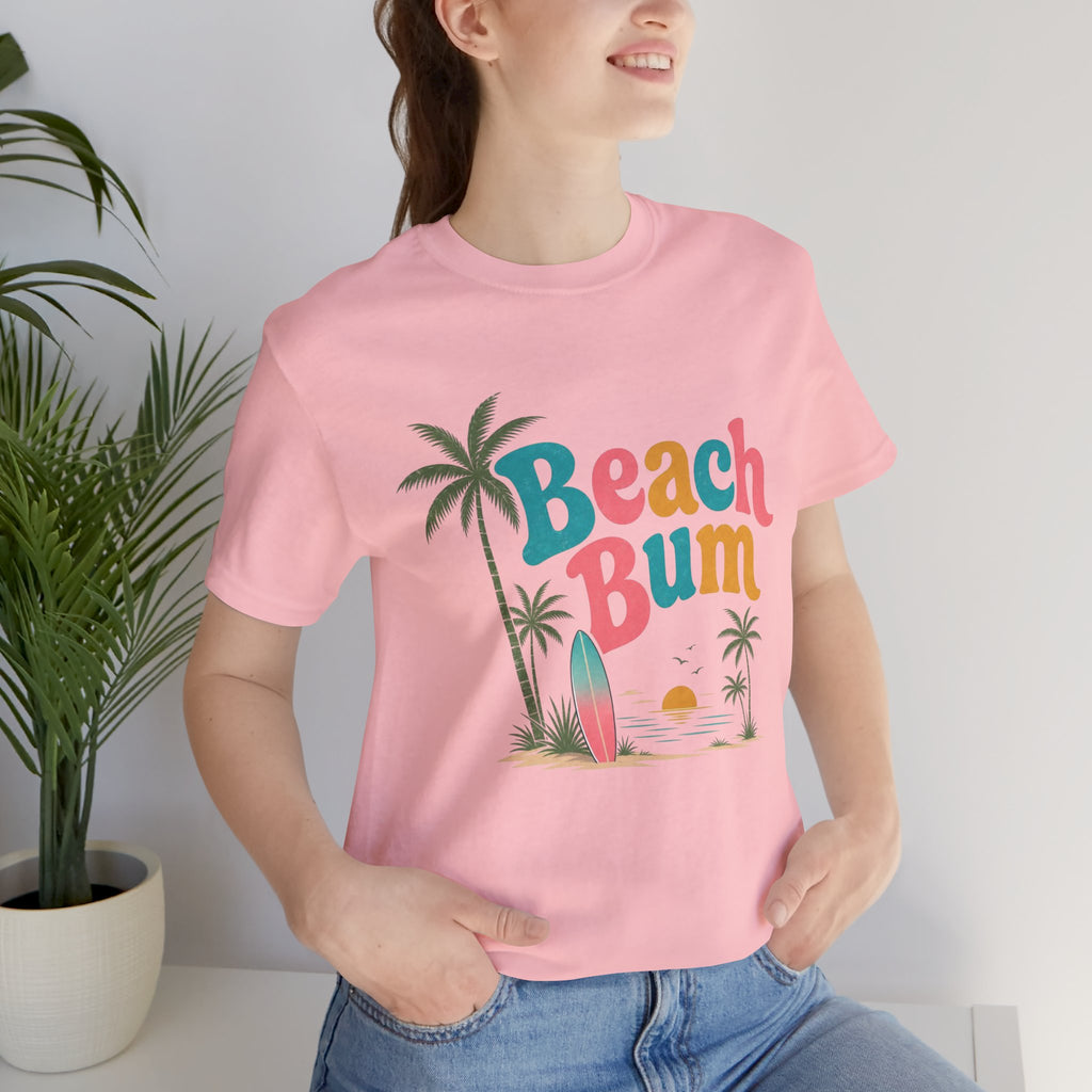 Beach Bum graphic tee | Surfboard palm tree sunset T-Shirt