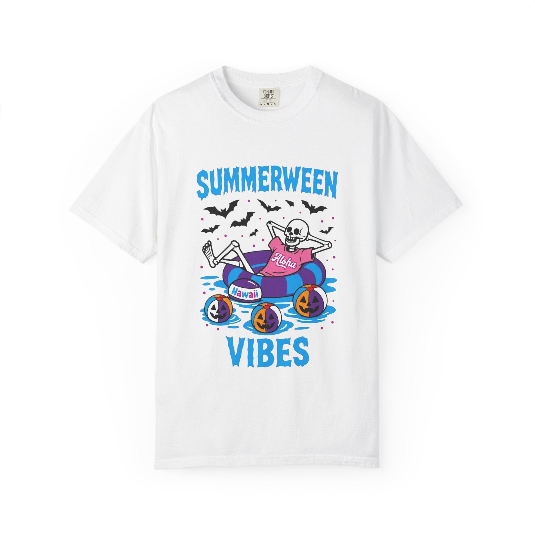 Summerween Vibes Skeleton T-shirt | Spooky Summer Beach| Love, Hawaii Halloween