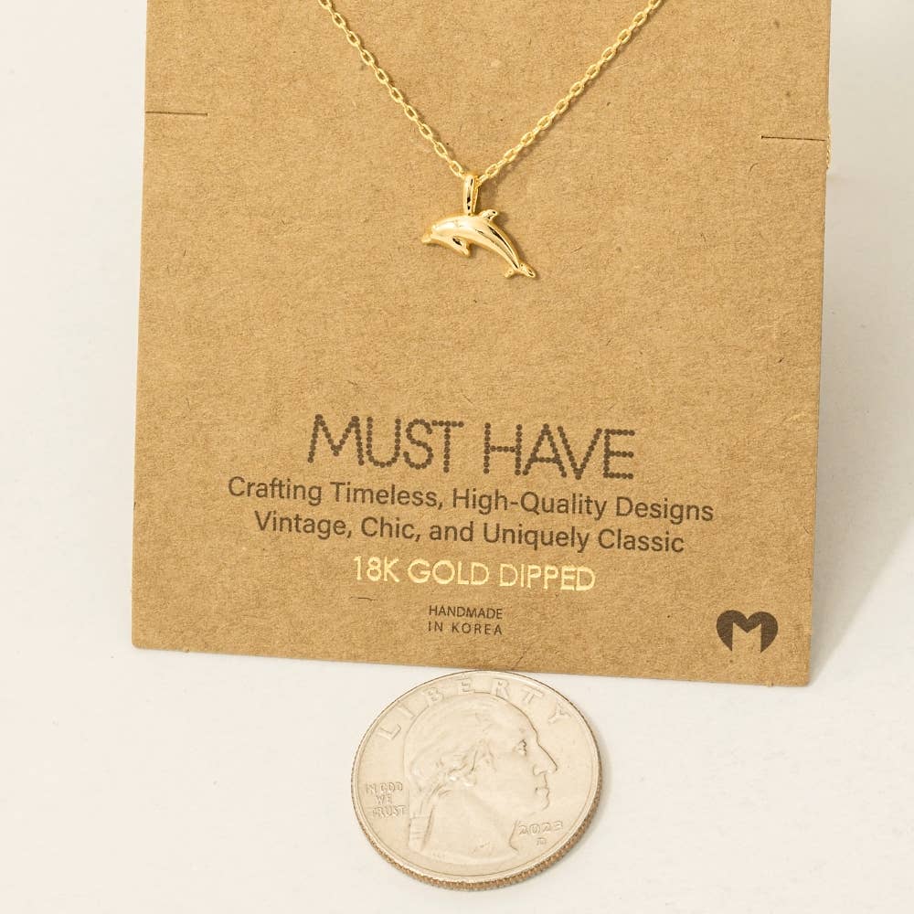 Dolphin Charm Necklace – Gold