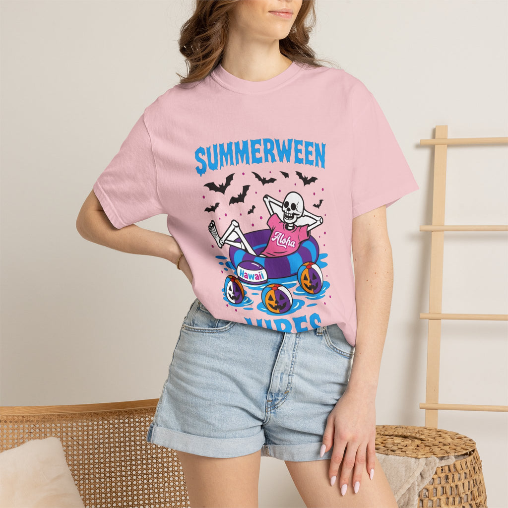Summerween Vibes Skeleton T-shirt | Spooky Summer Beach| Love, Hawaii Halloween