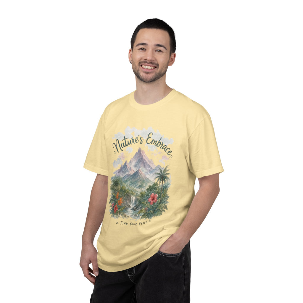 Nature's Embrace Mountain & Tropical Floral T-Shirt