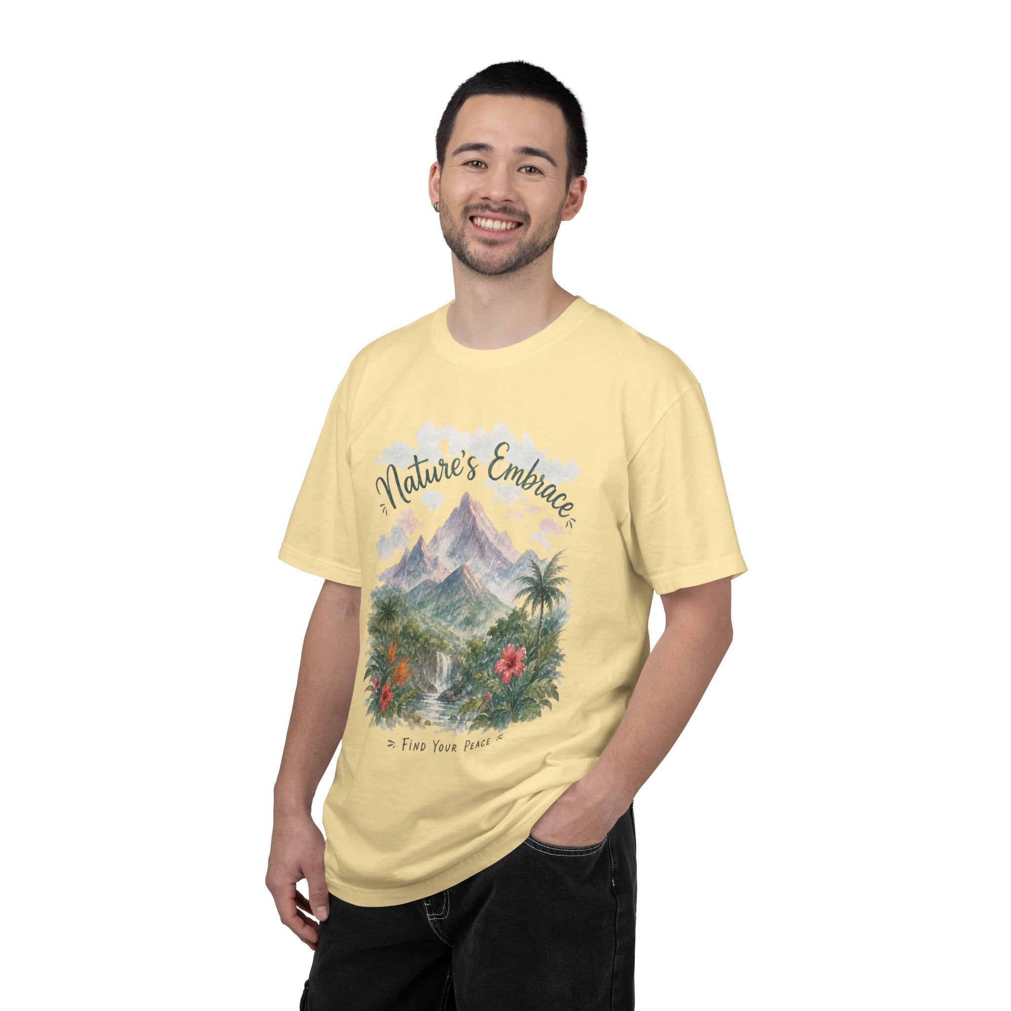Nature's Embrace Mountain & Tropical Floral T-Shirt