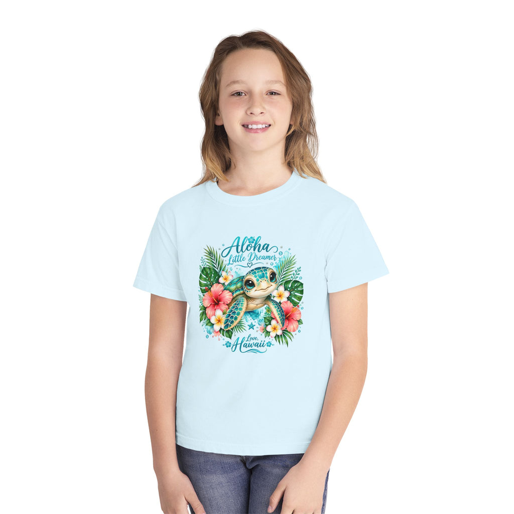 Aloha Little Dreamer| Sea Turtle Youth Tee | Hawaiian Hibiscus Tropical Shirt