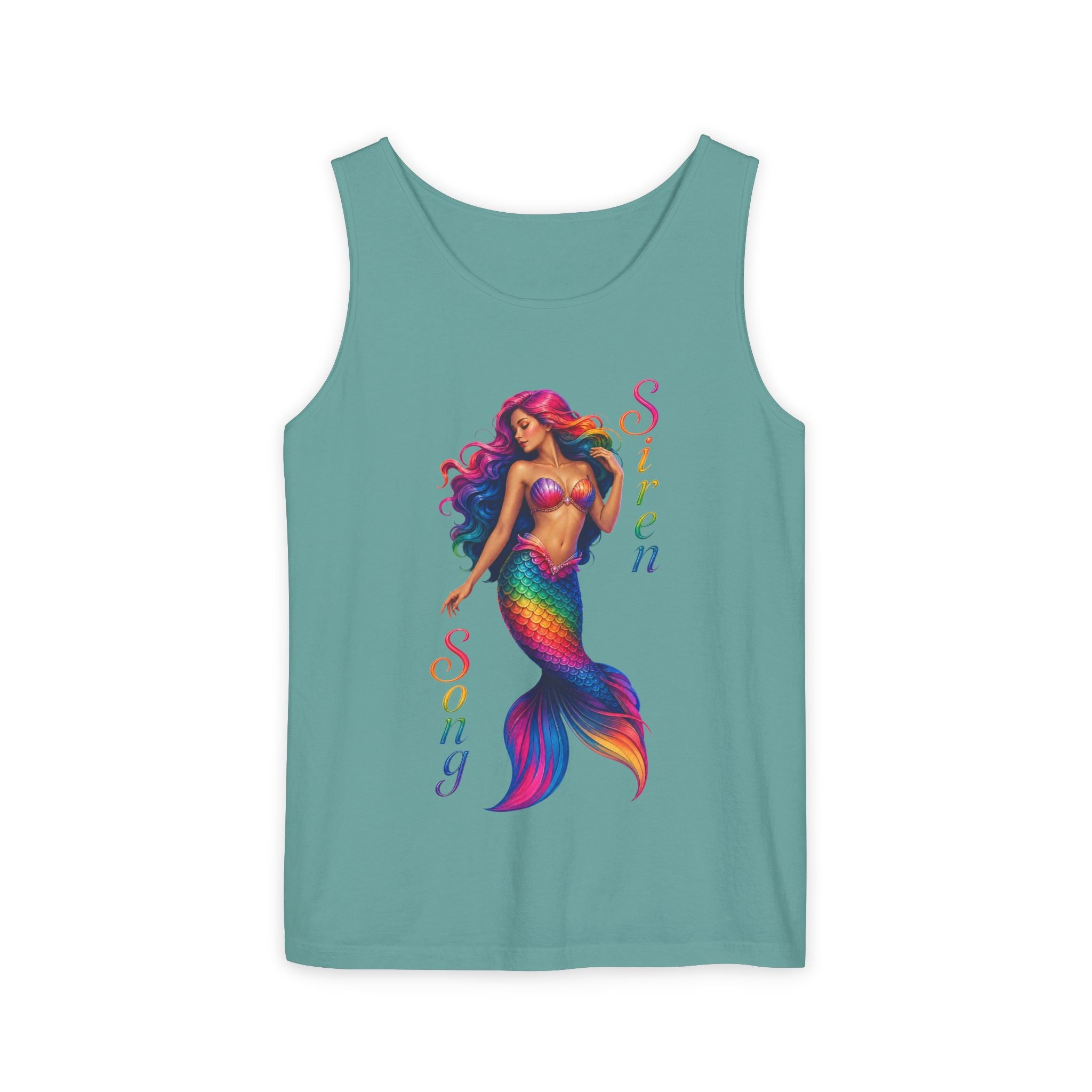 Mermaid Siren Tank Top — Rainbow 'Song' Graphic Beach Tank