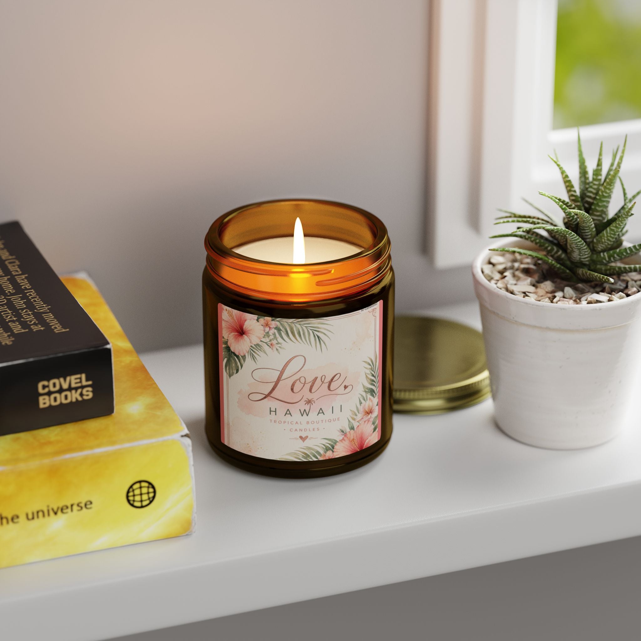 Coconut Apricot Scented Candle — Tropical Boutique Soy Jar (4oz or 9oz)-Love, Hawaii Home Collection