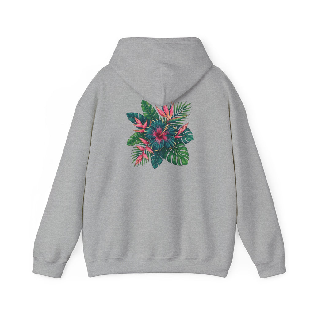 Wahine Tropical Floral Design Hoodie | Hawaiian Hibiscus Palm Leaves