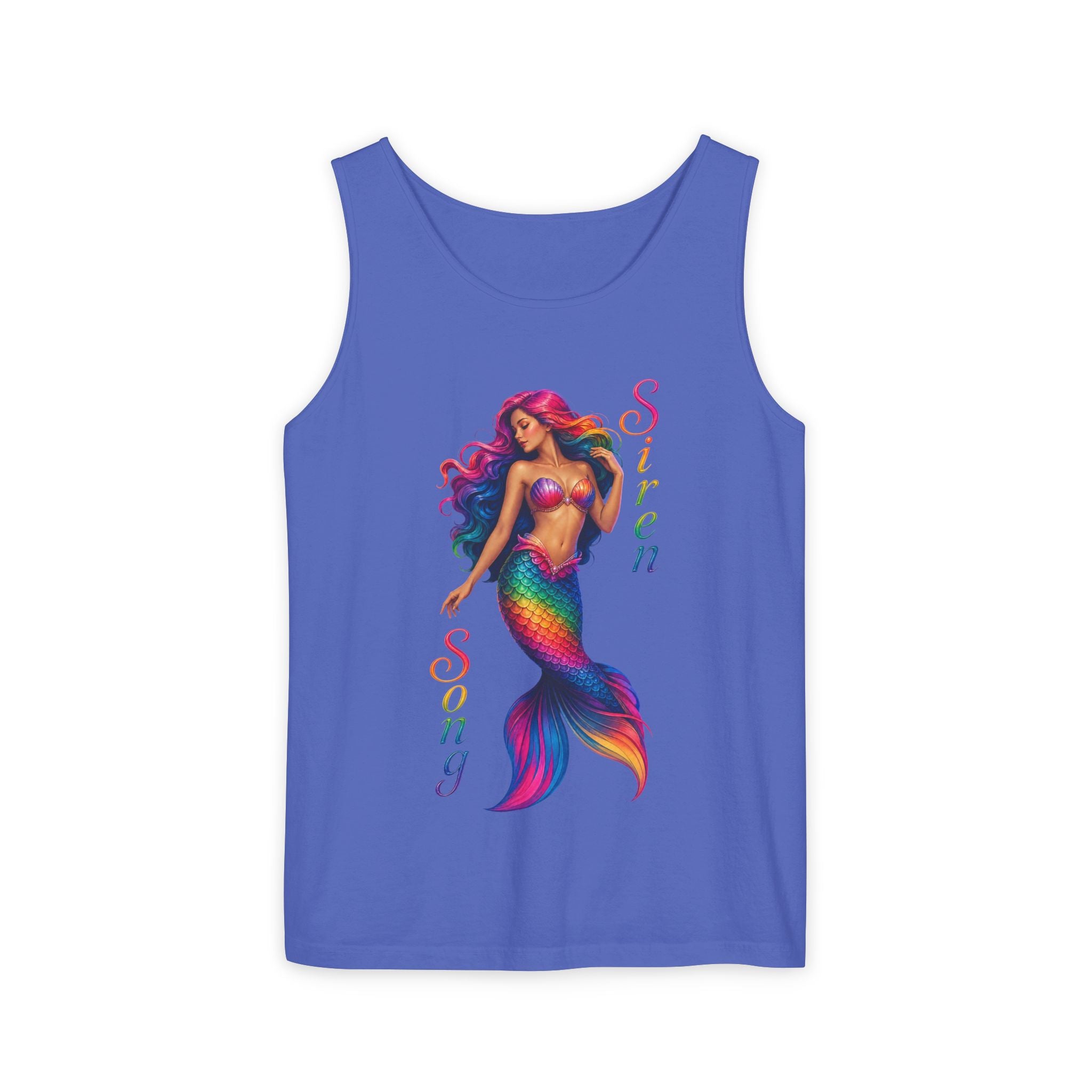 Mermaid Siren Tank Top — Rainbow 'Song' Graphic Beach Tank