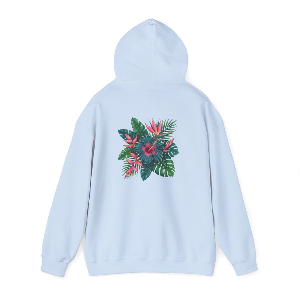 Wahine Tropical Floral Design Hoodie | Hawaiian Hibiscus Palm Leaves