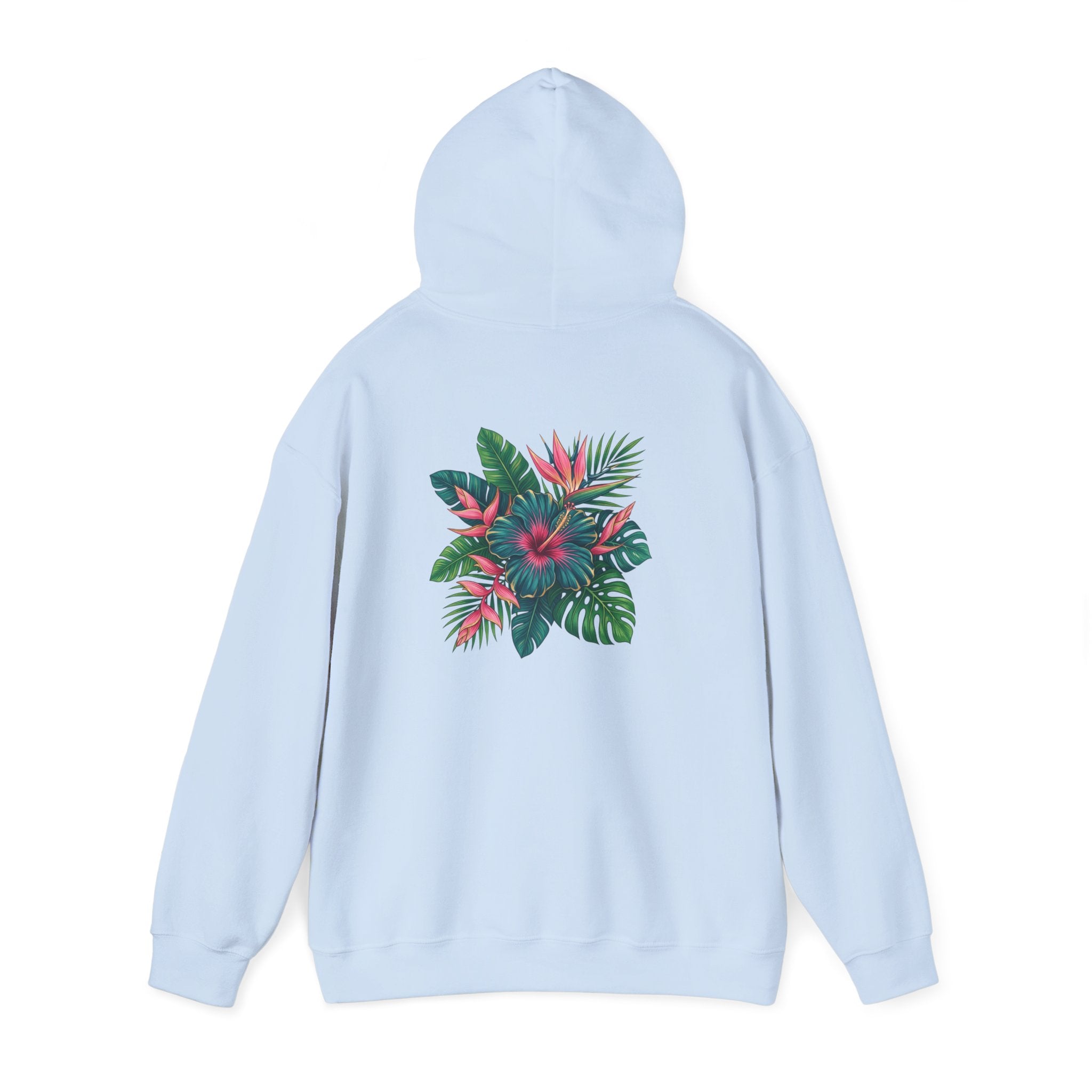 Wahine Tropical Floral Design Hoodie | Hawaiian Hibiscus Palm Leaves