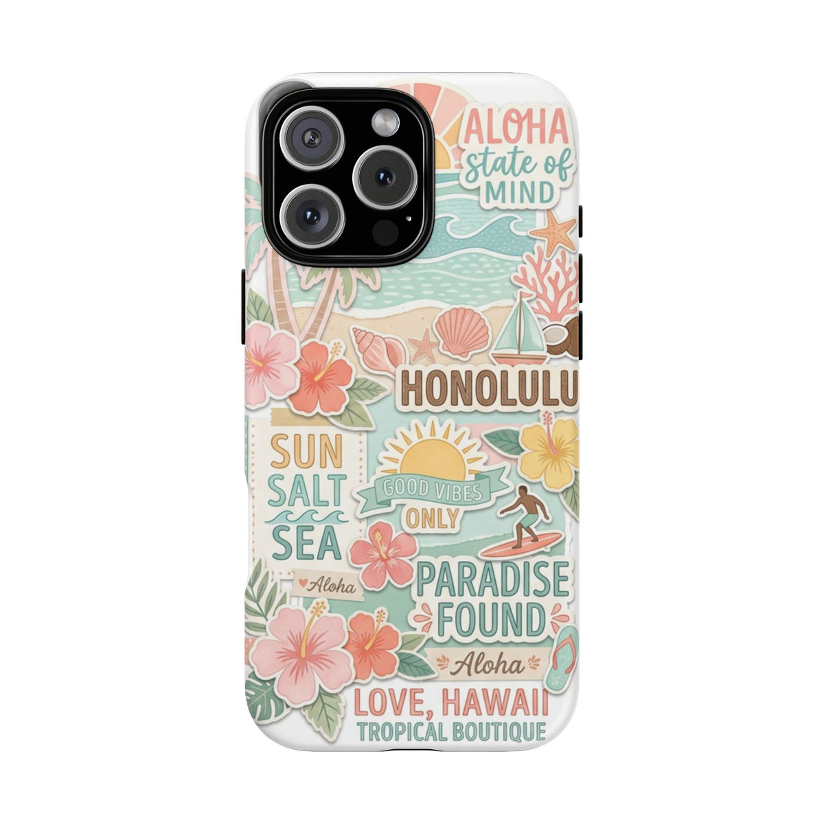 Hawaii Beach Collage Phone Case | Tropical Honolulu Floral Paradise