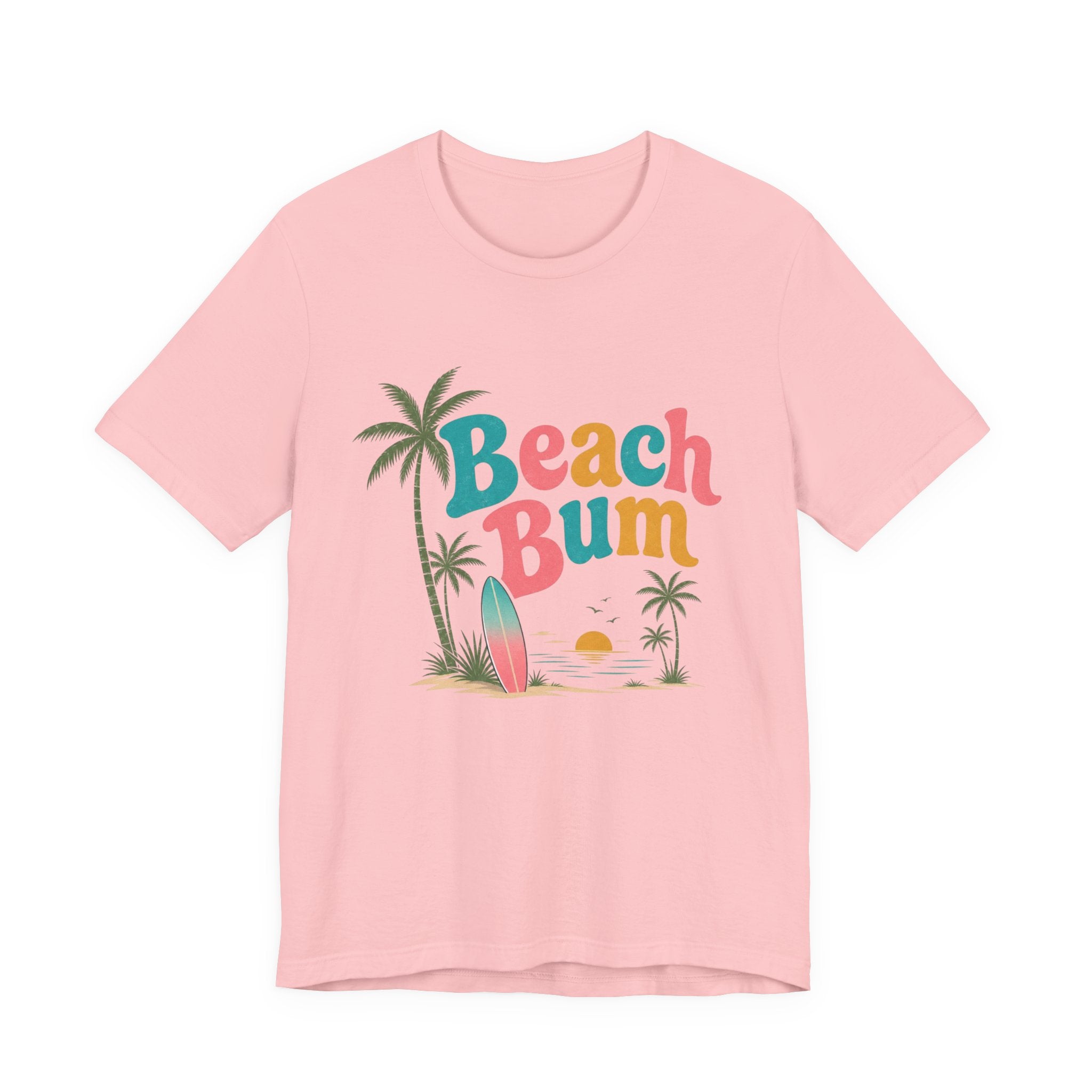 Beach Bum graphic tee | Surfboard palm tree sunset T-Shirt