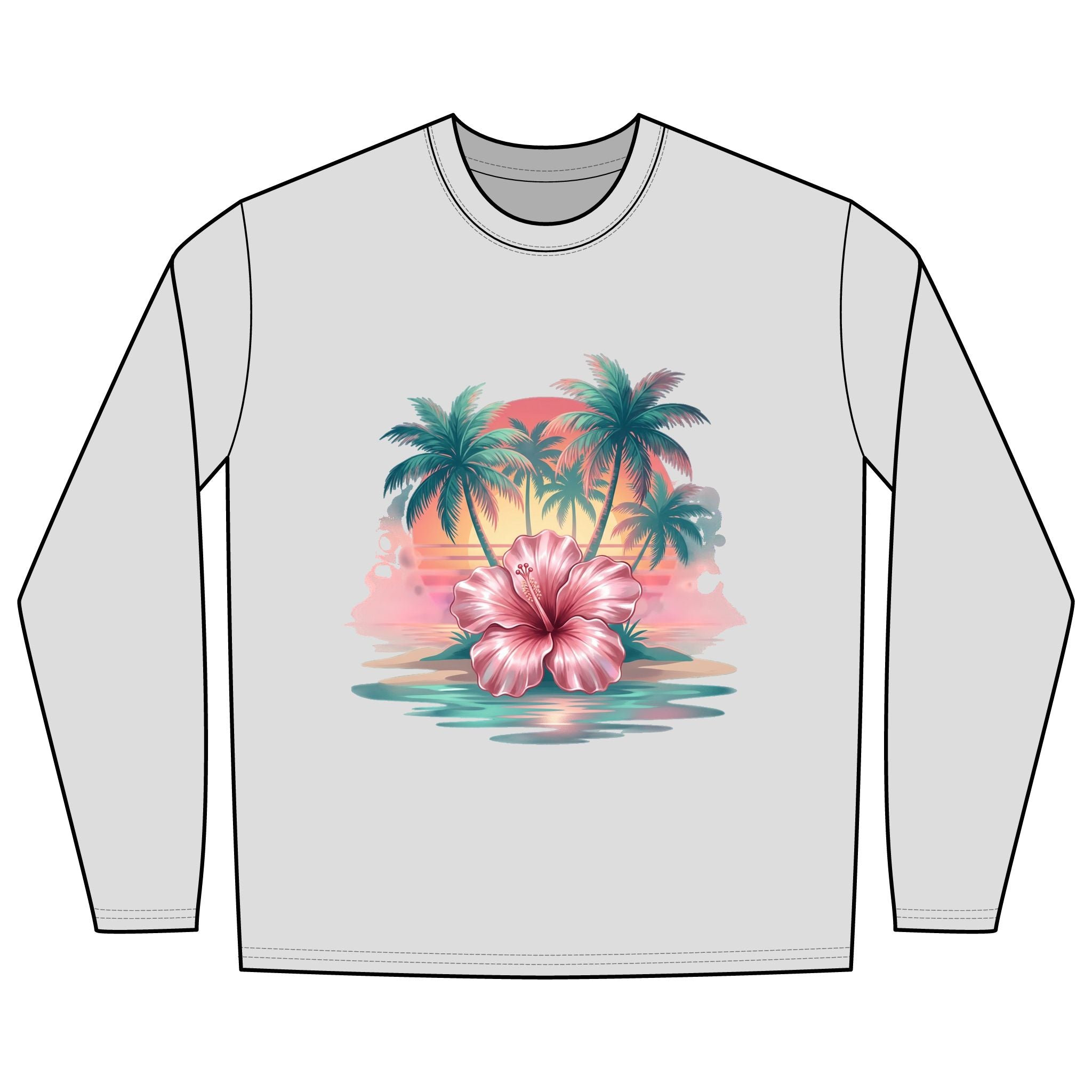 Tropical Hibiscus Sunset Long Sleeve Rashguard