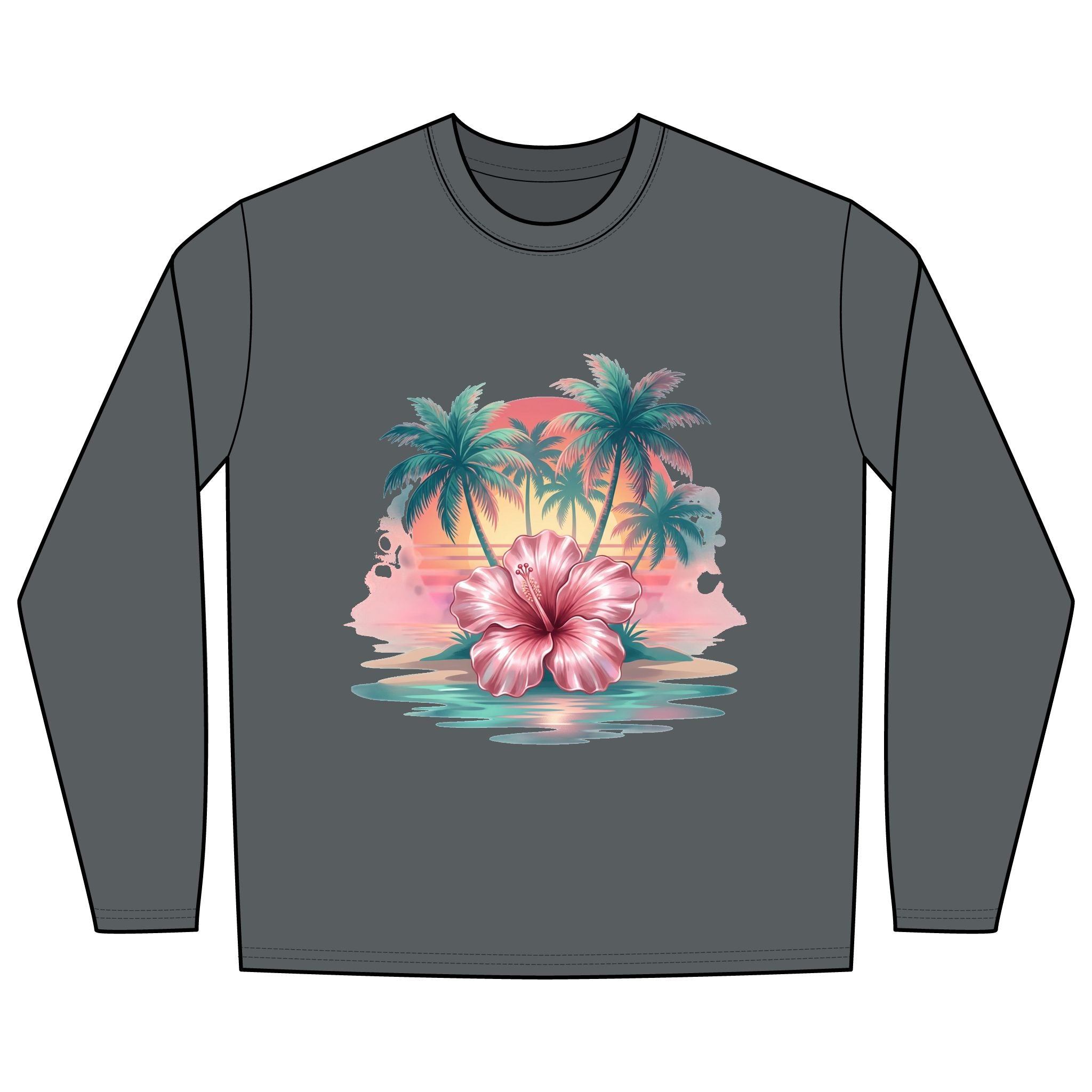 Tropical Hibiscus Sunset Long Sleeve Rashguard