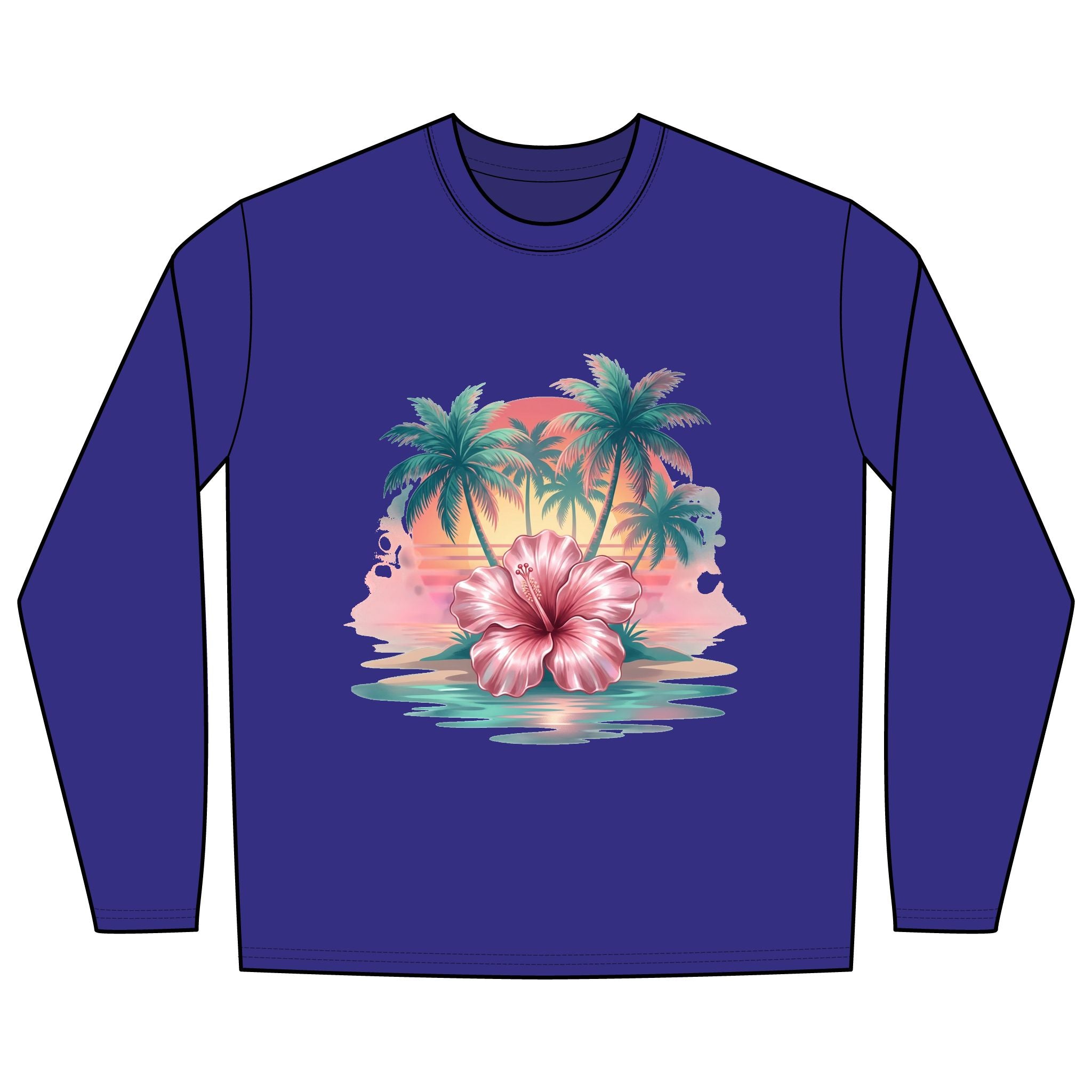 Tropical Hibiscus Sunset Long Sleeve Rashguard