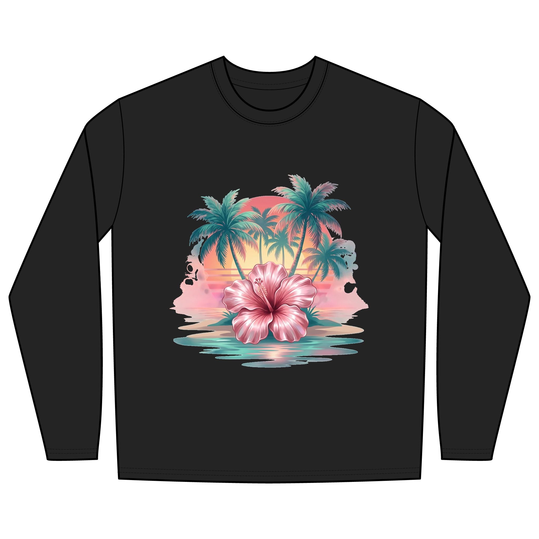 Tropical Hibiscus Sunset Long Sleeve Rashguard