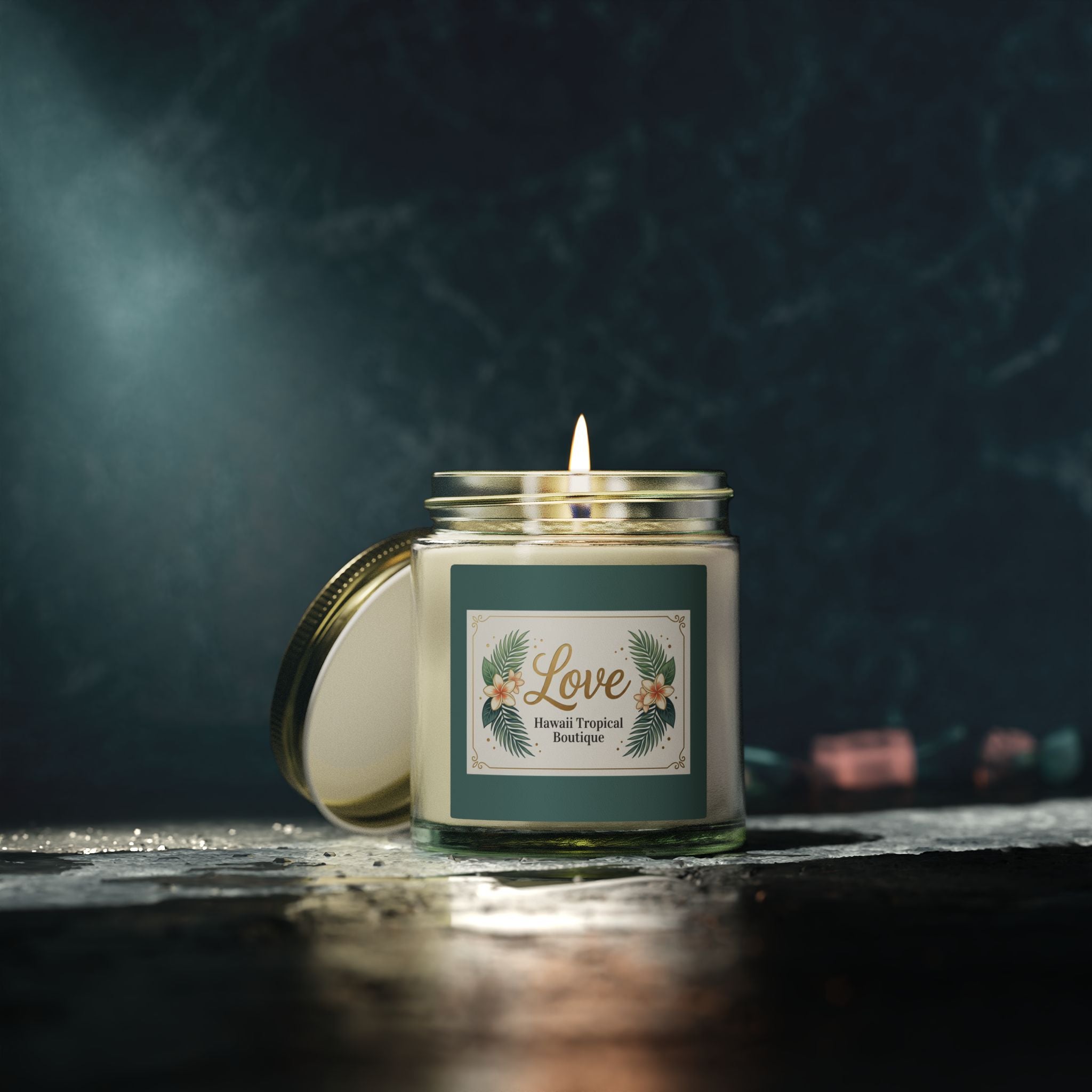 Coconut Apricot Scented Candle — Tropical Boutique Soy Jar (4oz or 9oz)-Love, Hawaii Home Collection