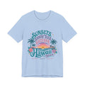 Hawaii Beach Tee — "Sunsets, Sandy Toes, Salty Hair" Sunset Palm Graphic Shirt