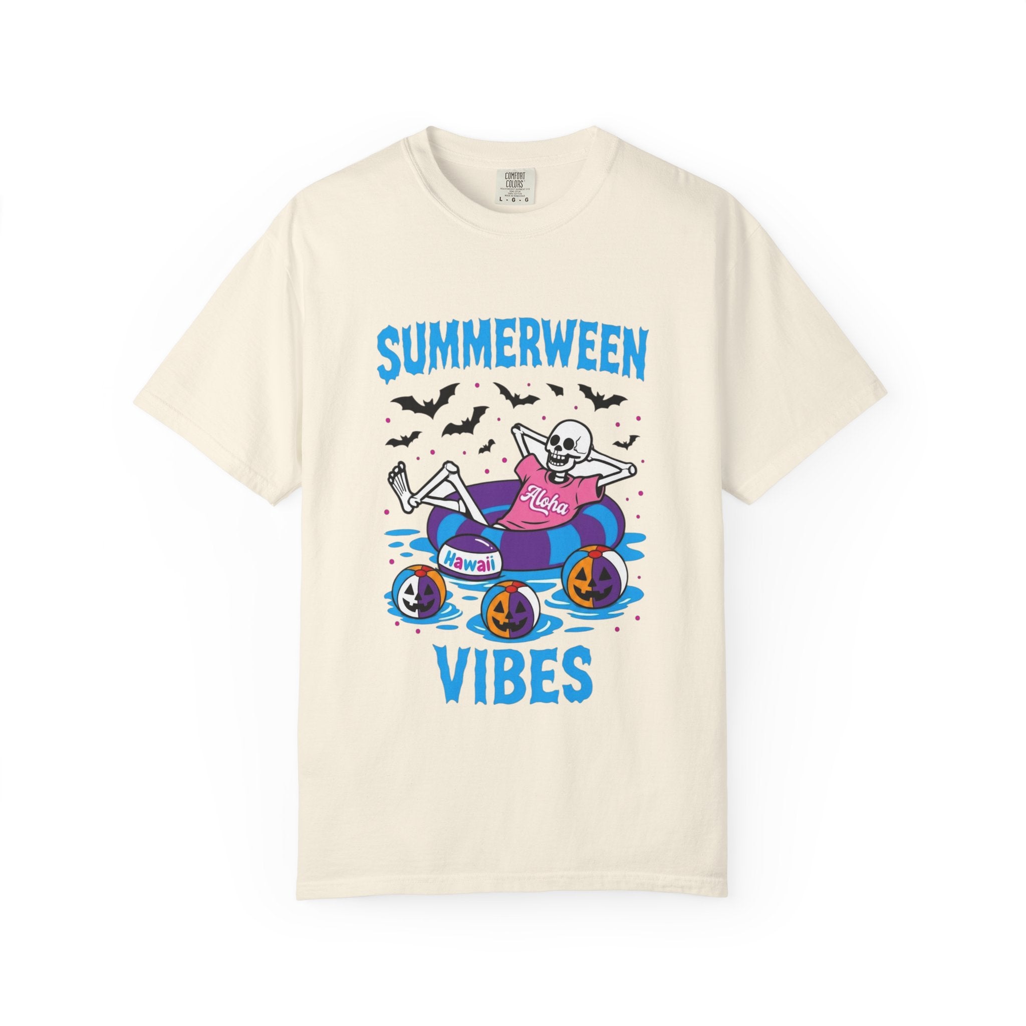 Summerween Vibes Skeleton T-shirt | Spooky Summer Beach| Love, Hawaii Halloween