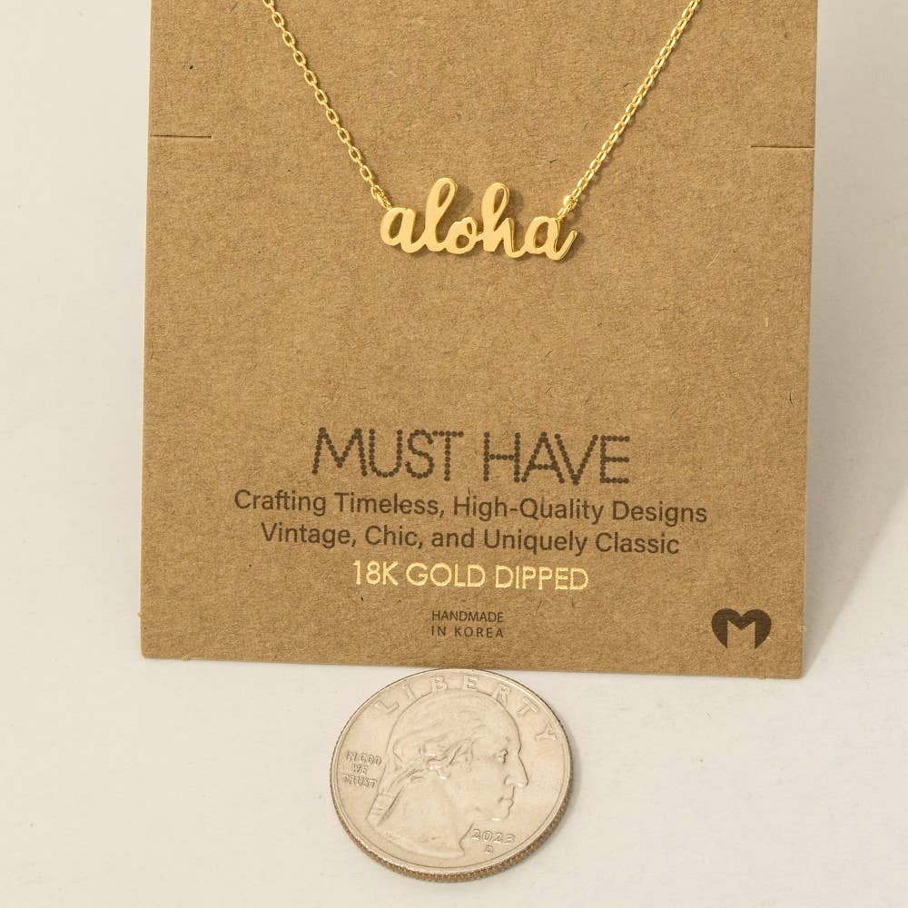 Aloha Script Pendant Necklace – Silver