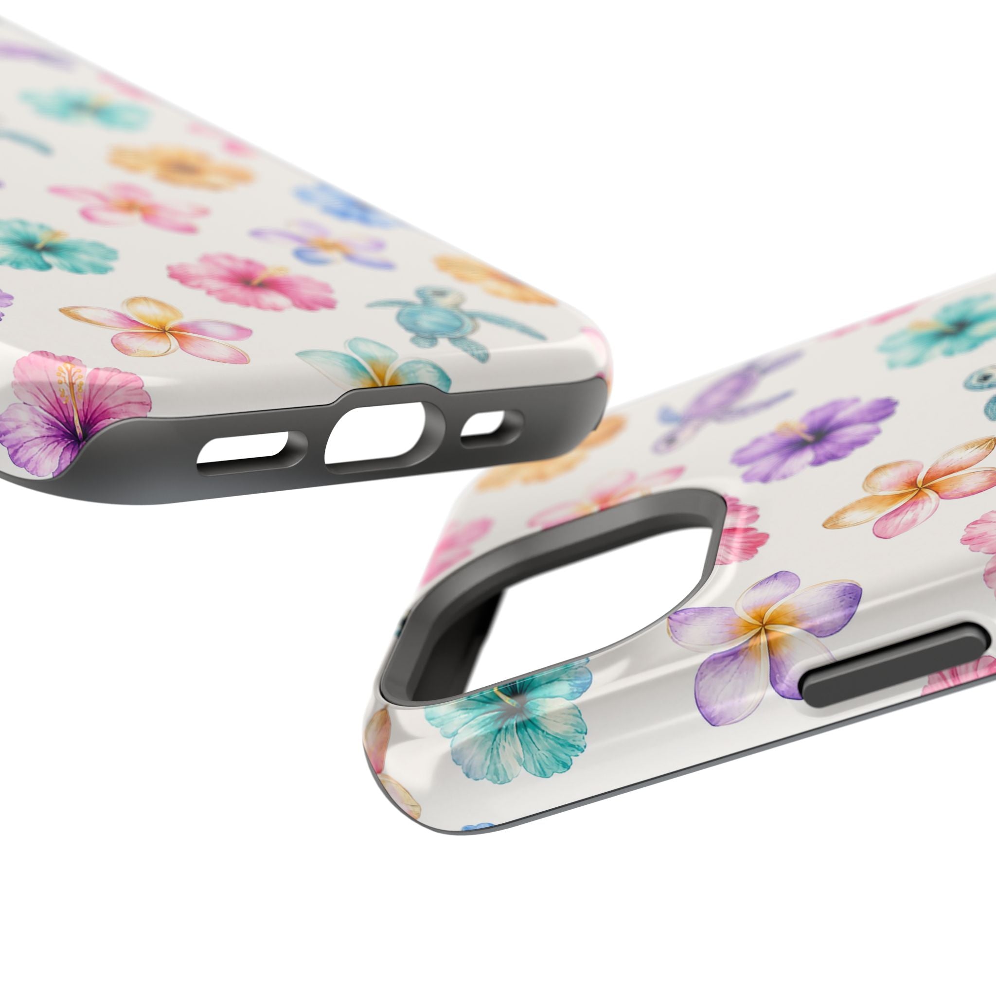 Sea Turtle Floral Phone Case — Colorful Hawaiian Plumeria Protective Case