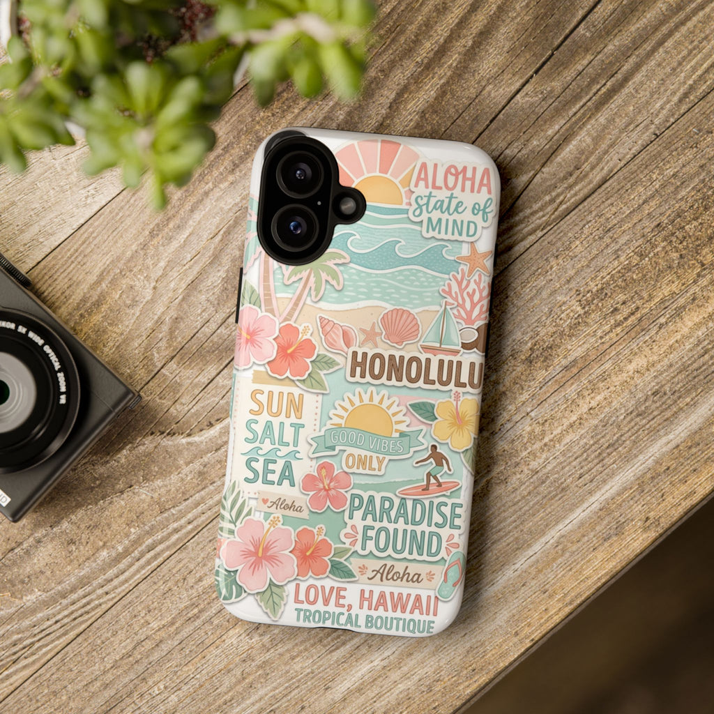 Hawaii Beach Collage Phone Case | Tropical Honolulu Floral Paradise