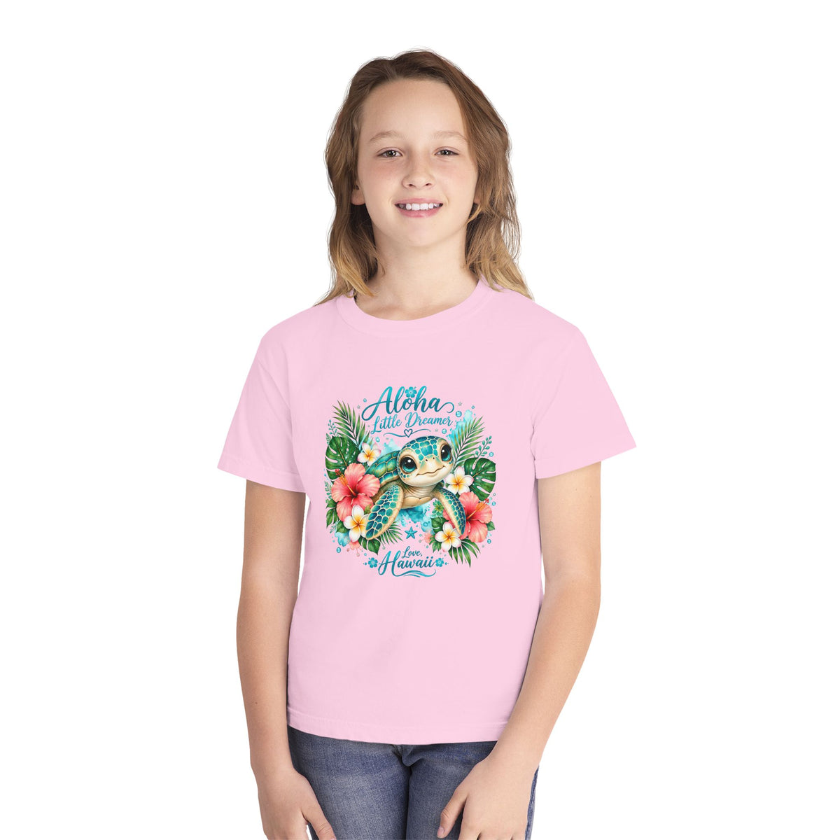 Aloha Little Dreamer| Sea Turtle Youth Tee | Hawaiian Hibiscus Tropical Shirt